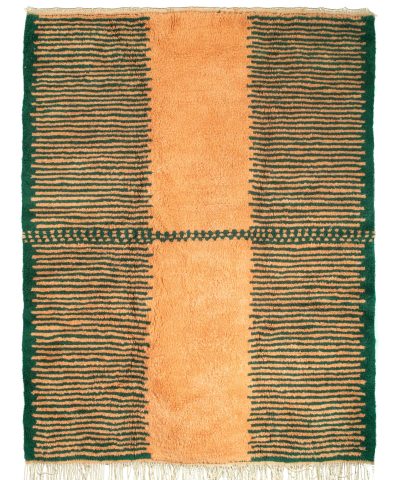a rug with a green and orange stripe pattern. VINA034-OR-26_GR-10 (1.1)