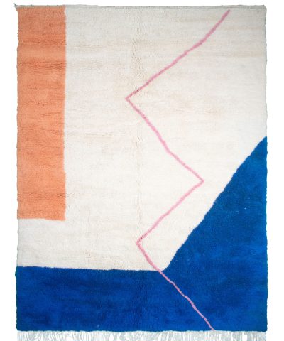 a rug with a blue and orange design. VIN071_W-40_OR-26_BL-03_PN-92 (1.1)