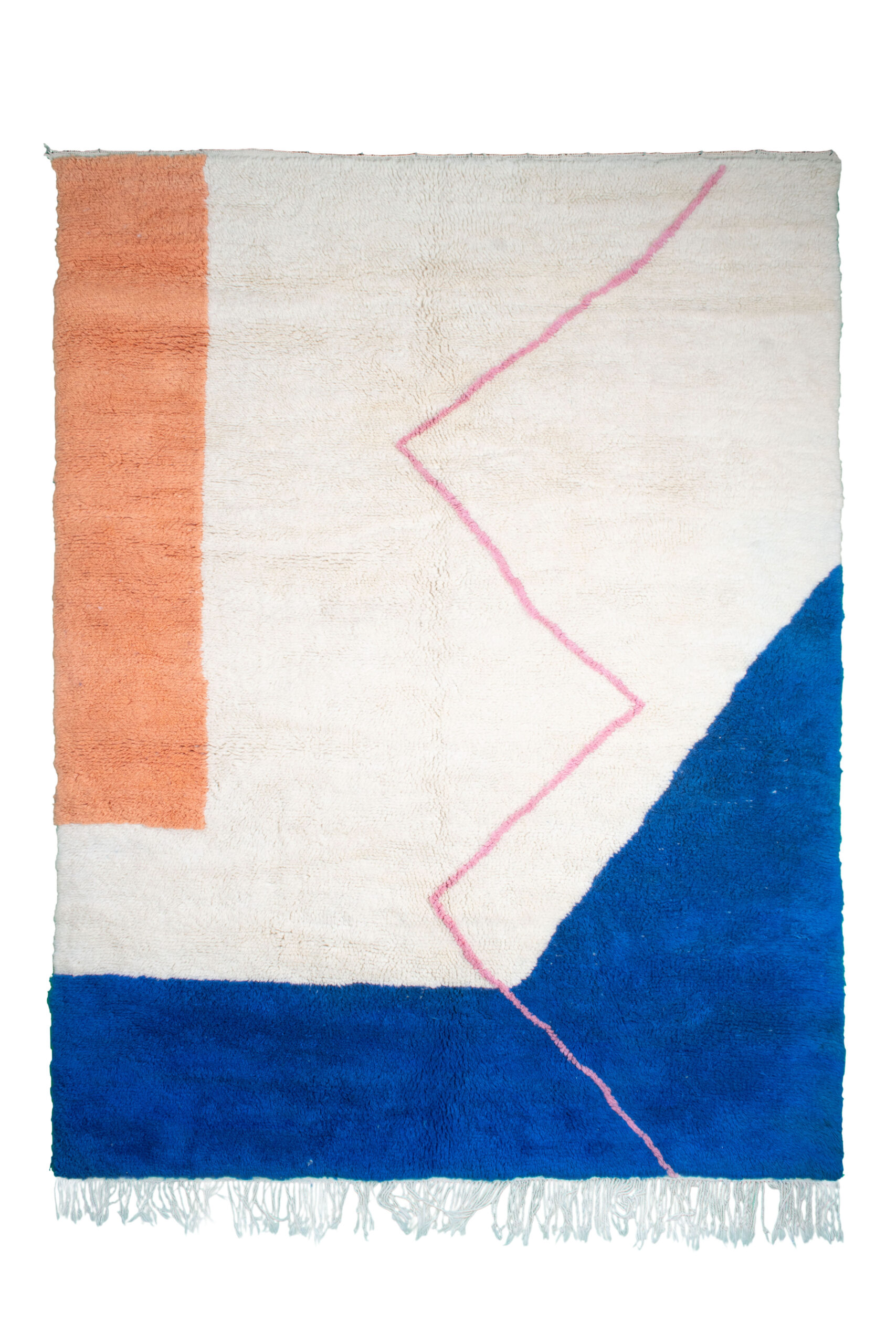 a rug with a blue and orange design. VIN071_W-40_OR-26_BL-03_PN-92 (1.1)
