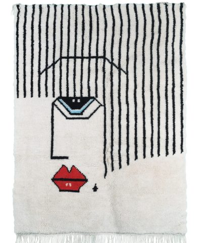 a white rug with black and red stripes. VIN079_W-40_BK-39_RD-18_BL-09 (1.1)