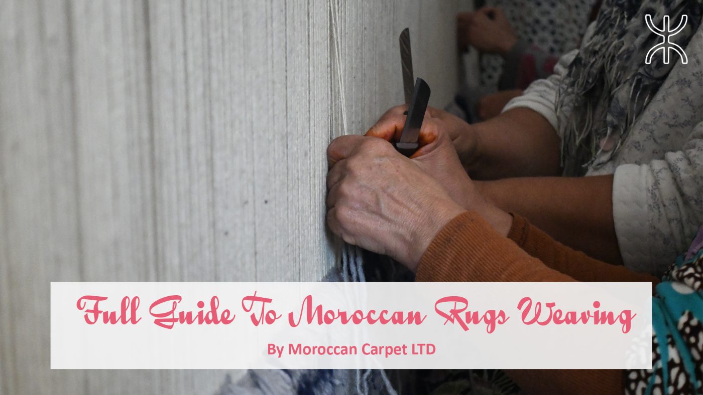a woman is holding a knife in her hand. A Full Guide To Moroccan Rugs Weaving 01