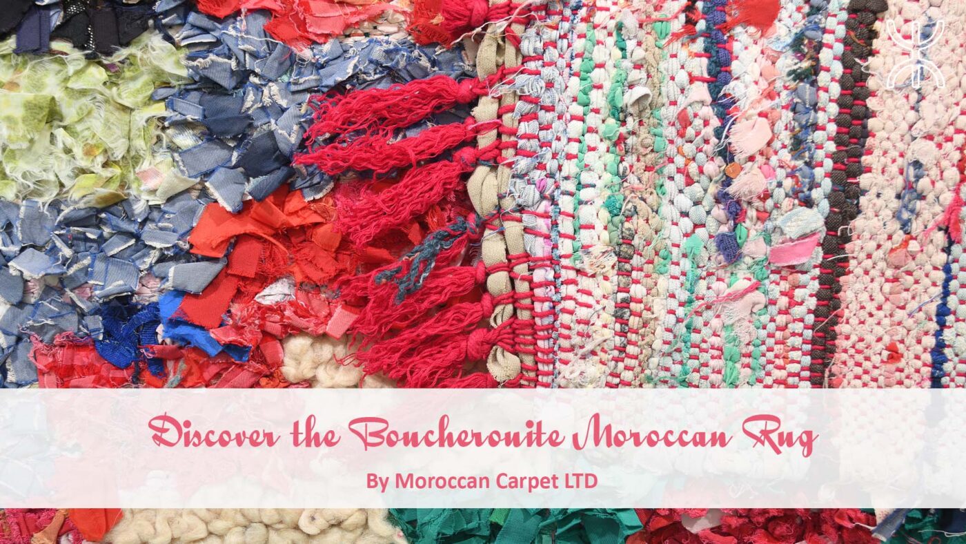 a pile of colorful fabric and beads. Discover the Boucherouite Moroccan Rug