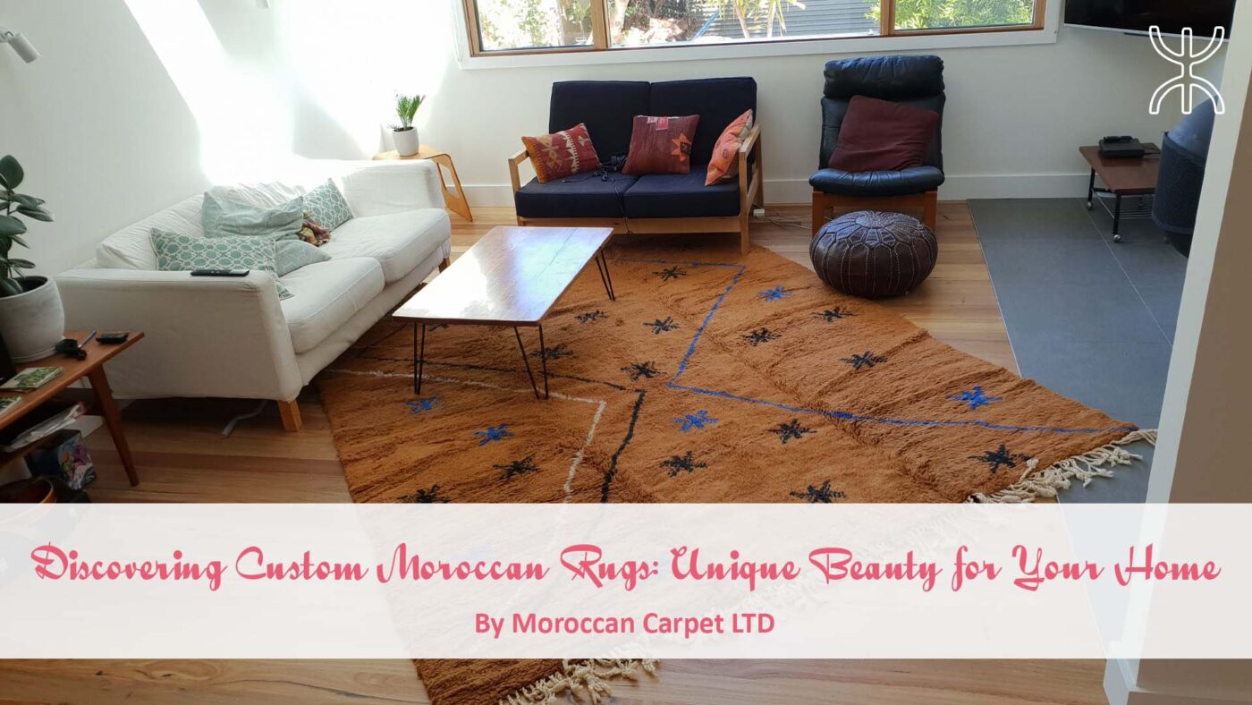a living room with a couch and a rug. Discovering Custom Moroccan Rugs Unique Beauty for Your Home