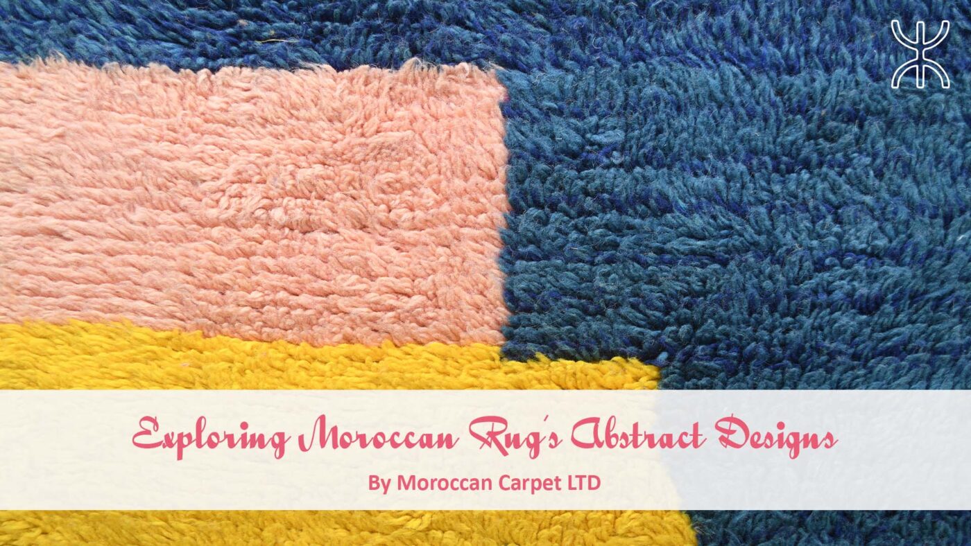 a pile of colorful rugs with the words spring rugs. Exploring Moroccan Rug’s Abstract Designs