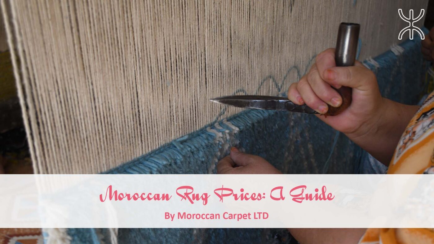 a person using a knife to cut a piece of fabric. Moroccan Rug Prices A Guide