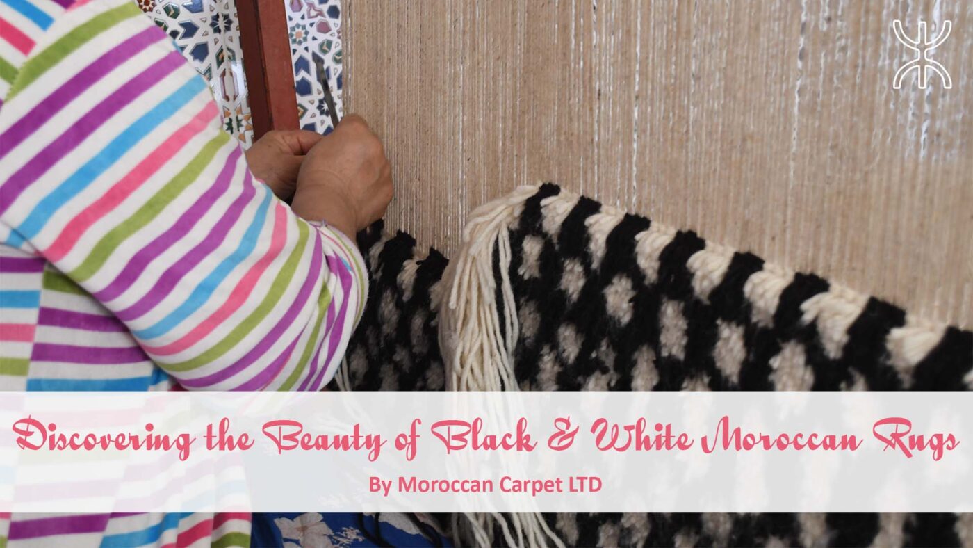 a young girl is playing with a rug. Discovering the Beauty of Black & White Moroccan Rugs 01