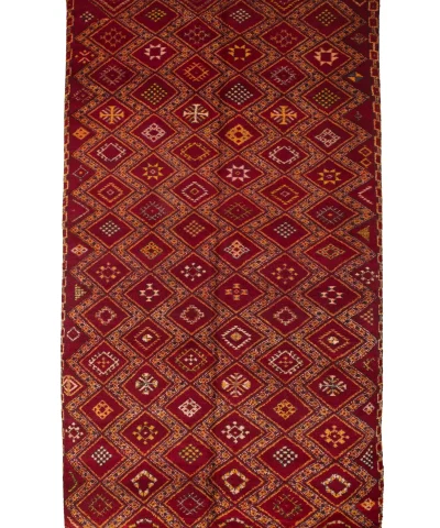 a red and gold rug with geometric patterns. AZL-001_RD_331-190 (1)