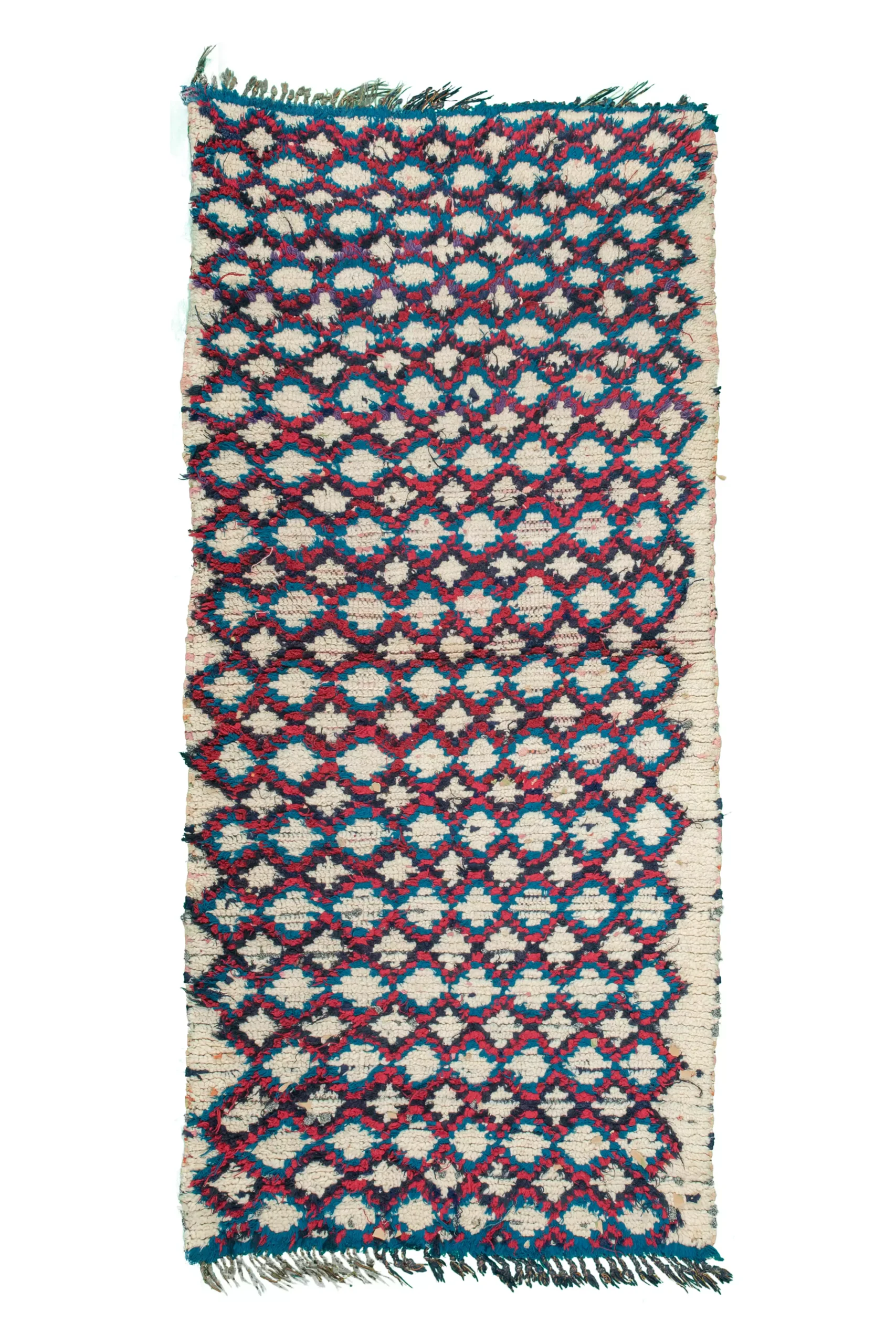 a red and blue rug with fringes. AZL-014_W-40_176-080 (1)