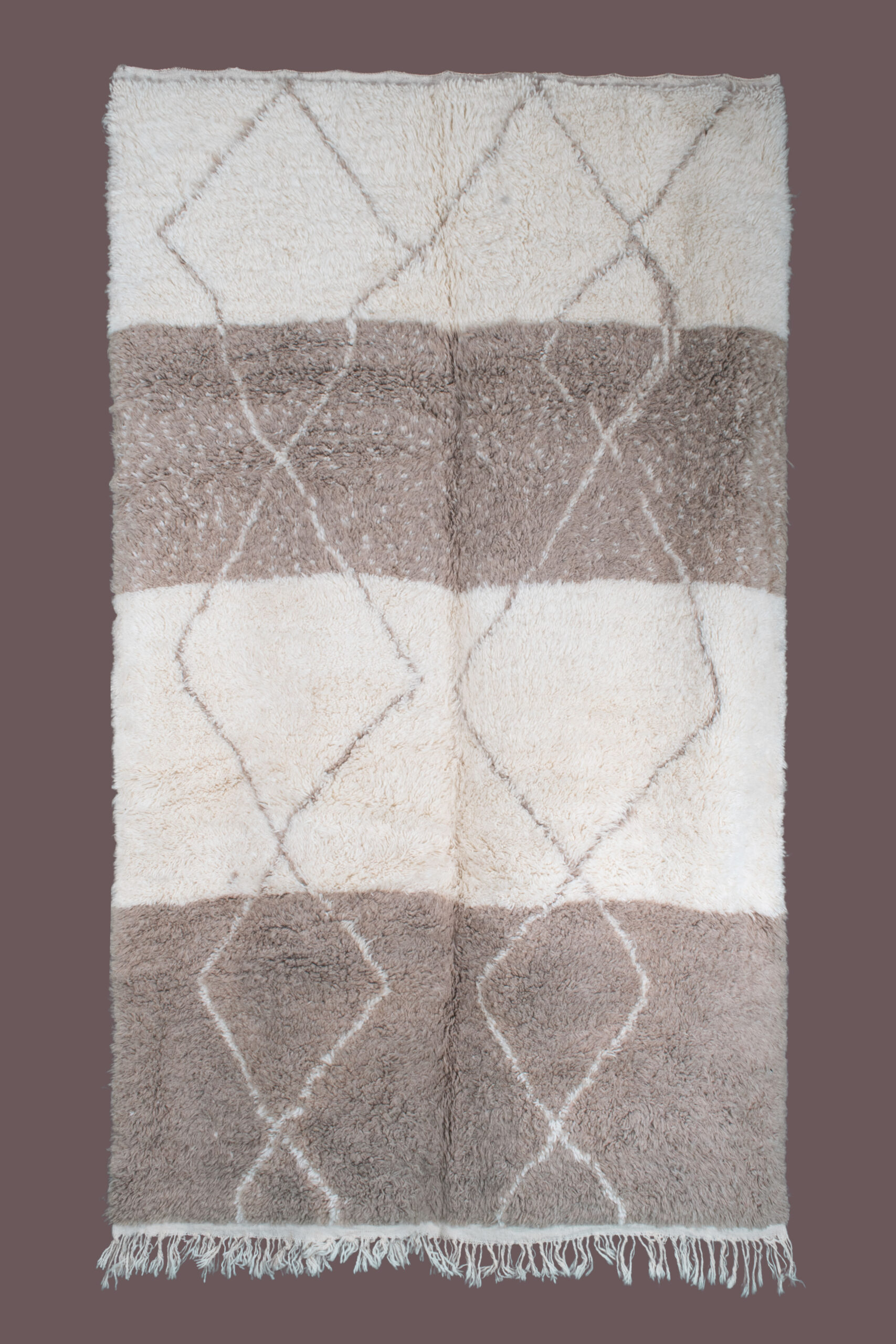 White and Brown Beni Ourain Rug