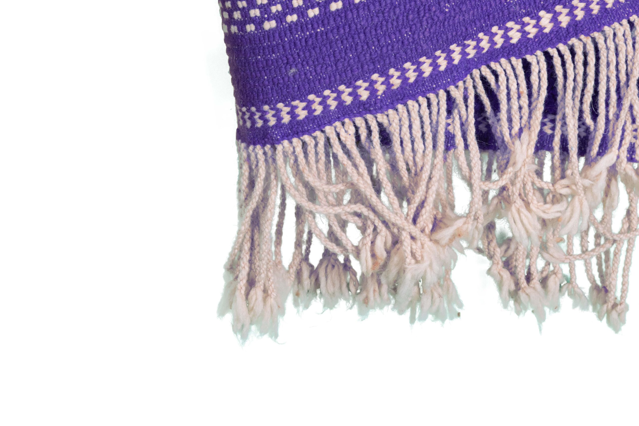 a purple and white moroccan rug with fringes. VIN0183_PR-19_W-40 (10)