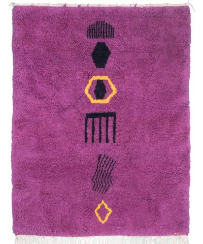 a purple rug with a black and yellow design. VIN068-PN-34_BK-39_YL-16_YL-15_BL-01 (1.1)