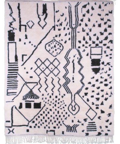 a white and black rug with geometric designs. VINA073 W-40_BK-39 (1)