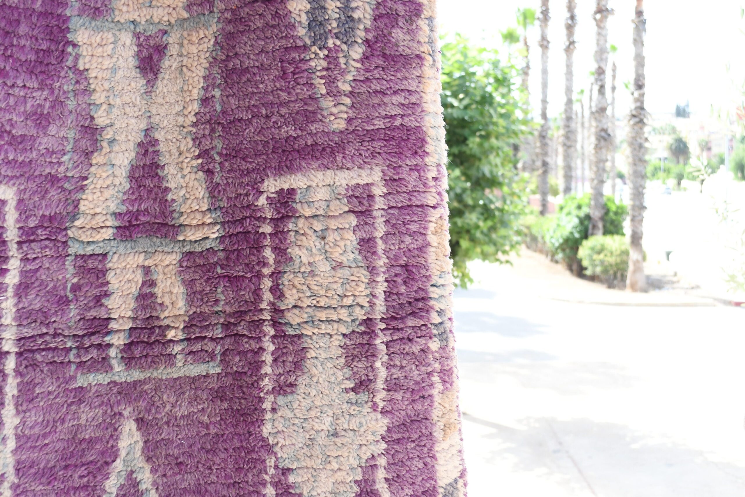 a close up of a tree trunk with a purple and white paint. il_fullxfull.6017180982_fsf4.jpg