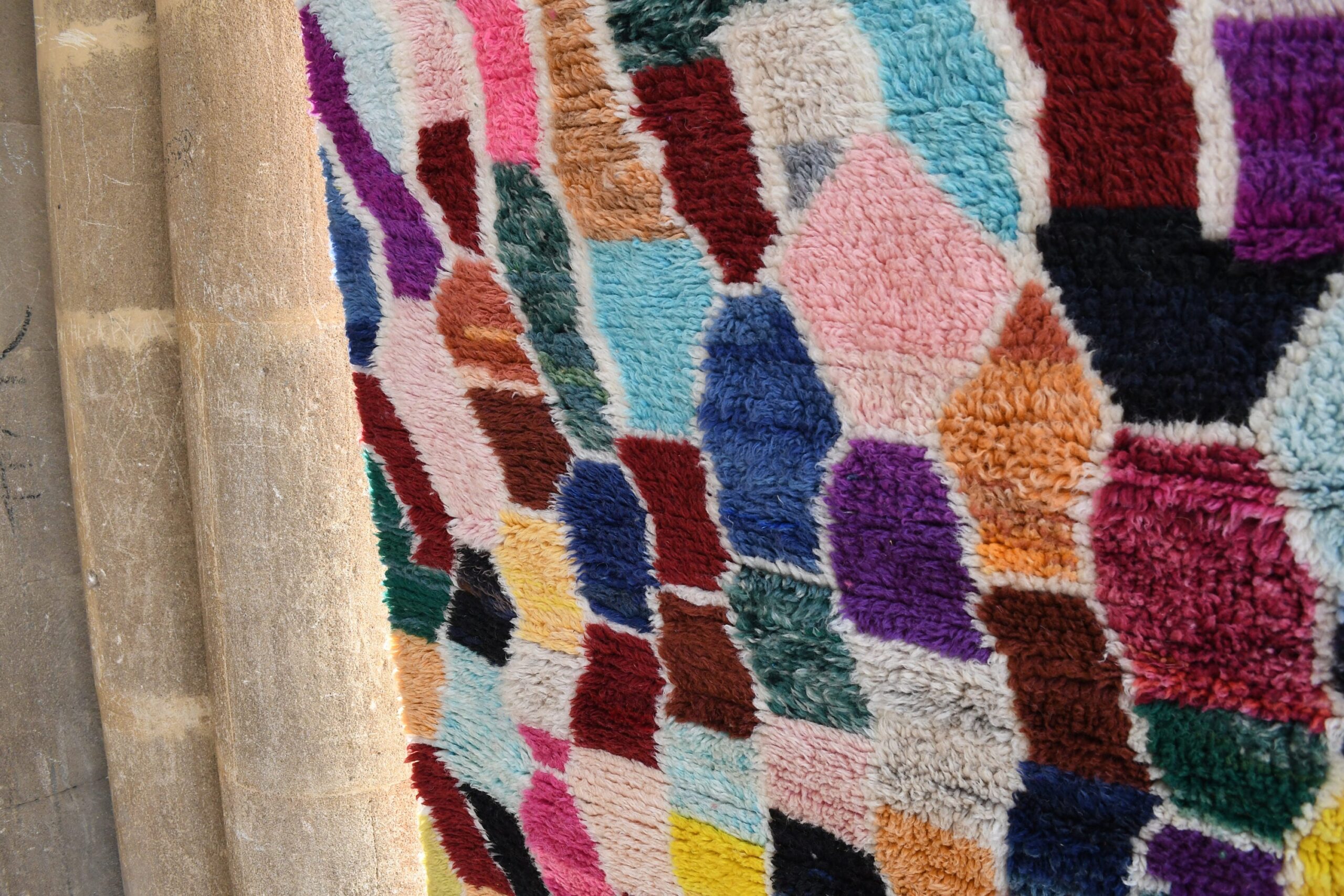 a colorful rug on a wall. il_fullxfull.6035043190_q8en.jpg
