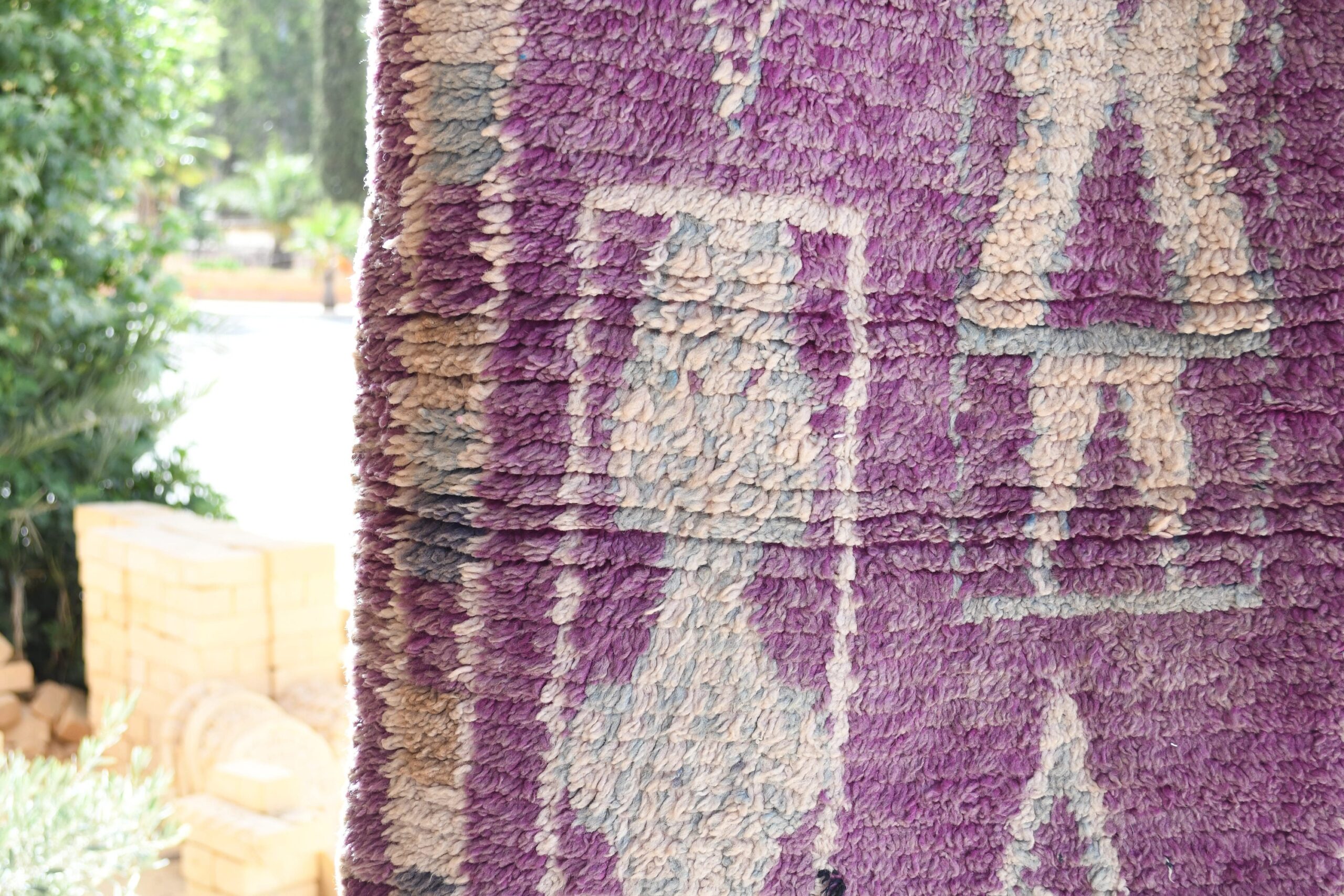 a close up of a purple rug on a tree. il_fullxfull.6065245199_450j.jpg