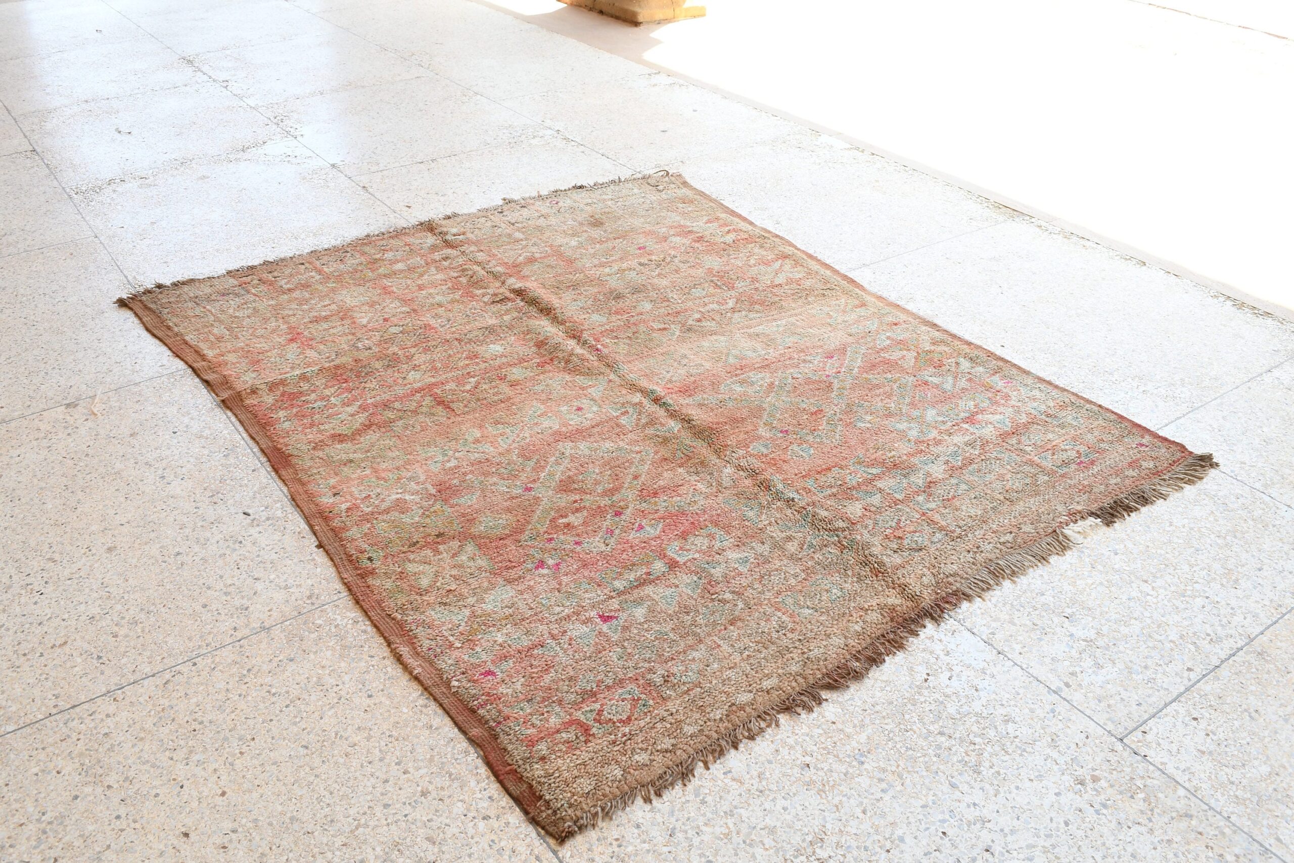 a large antique rug with a red and green design. il_fullxfull.6065519875_qbz2.jpg