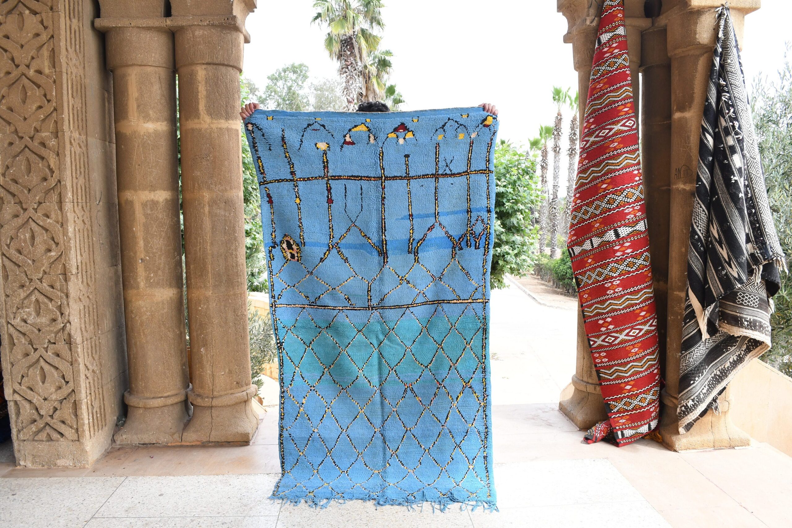 a blue door with a blue and red door handle. il_fullxfull.6065574637_9hjb.jpg