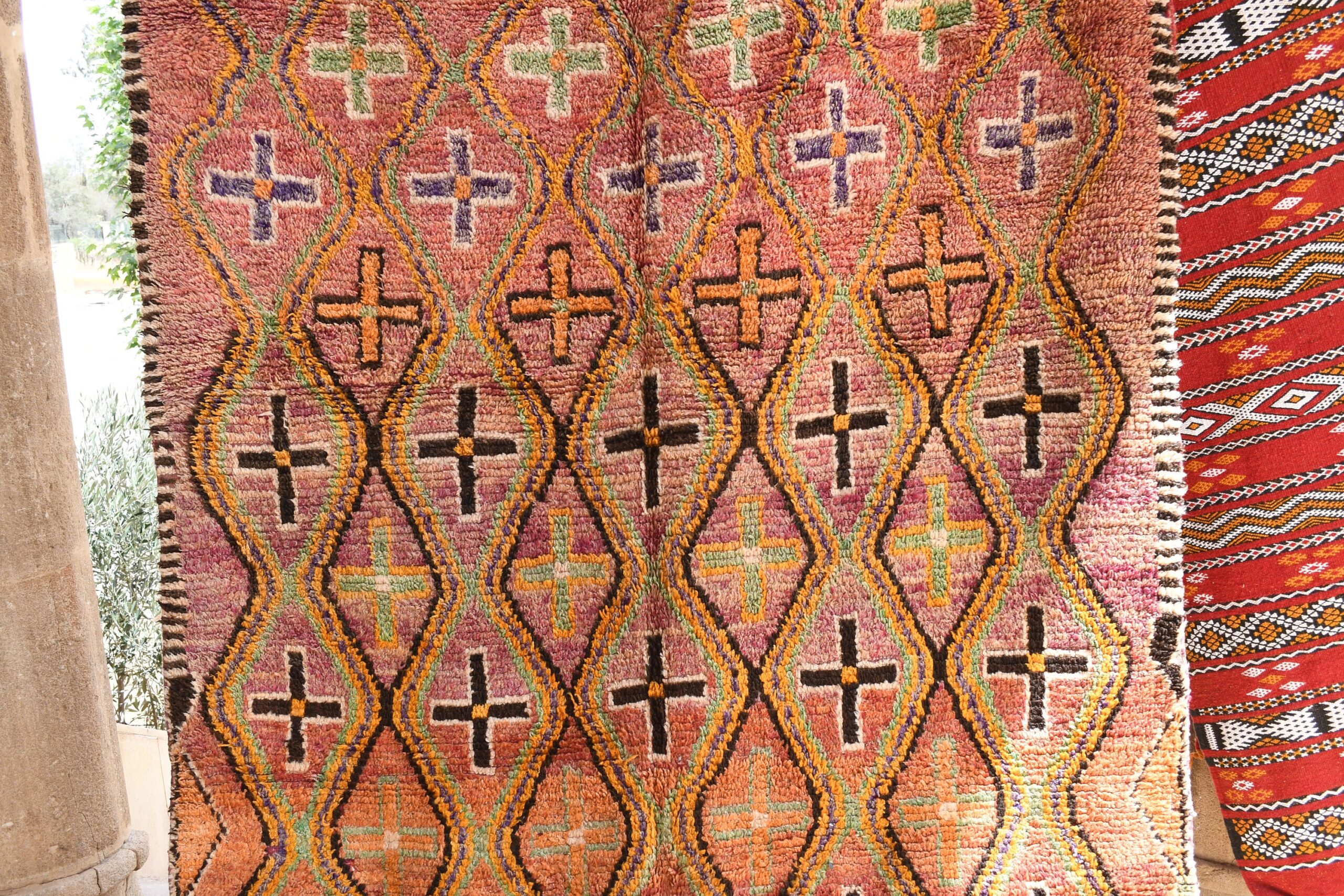 a colorful rug with a pattern on it. il_fullxfull.6073977415_77td.jpg