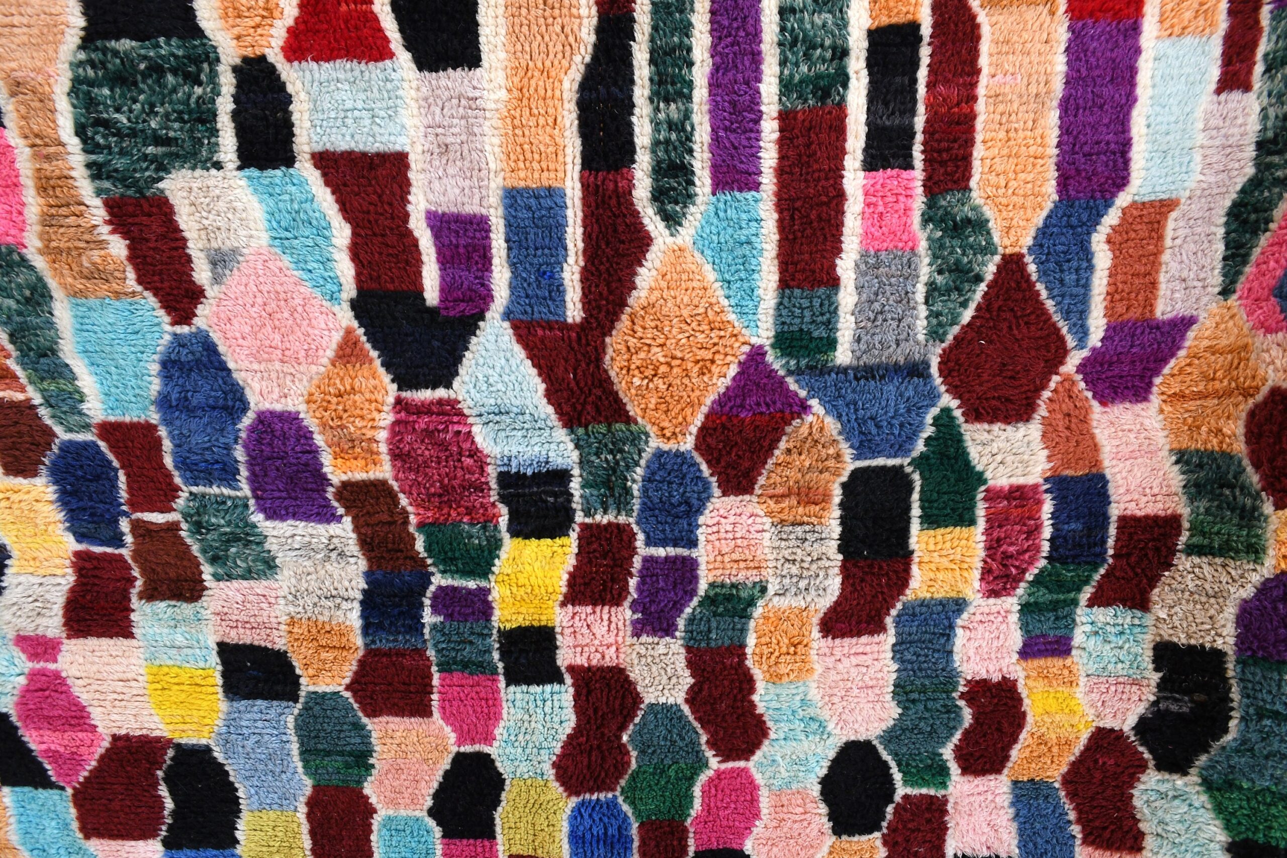 a colorful rug with many different colored squares. il_fullxfull.6083109529_1m2b.jpg