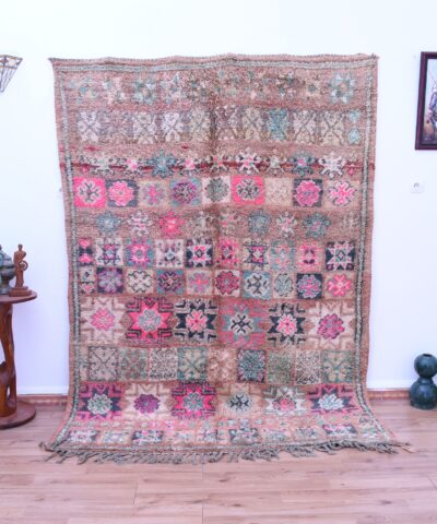 Handmade Moroccan Zemmour Wool Rug - Peach 186x256cm, Geometric Patterns