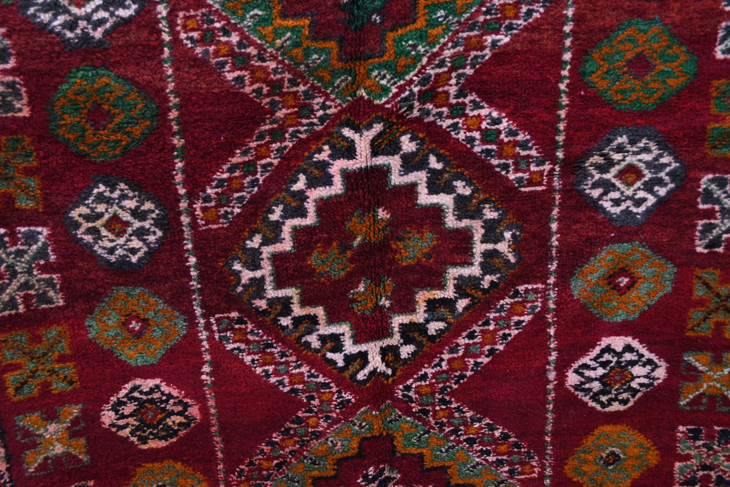 Handmade Zemmour Moroccan Wool Rug 156x301 cm Red Geometric Design - Imagen 3