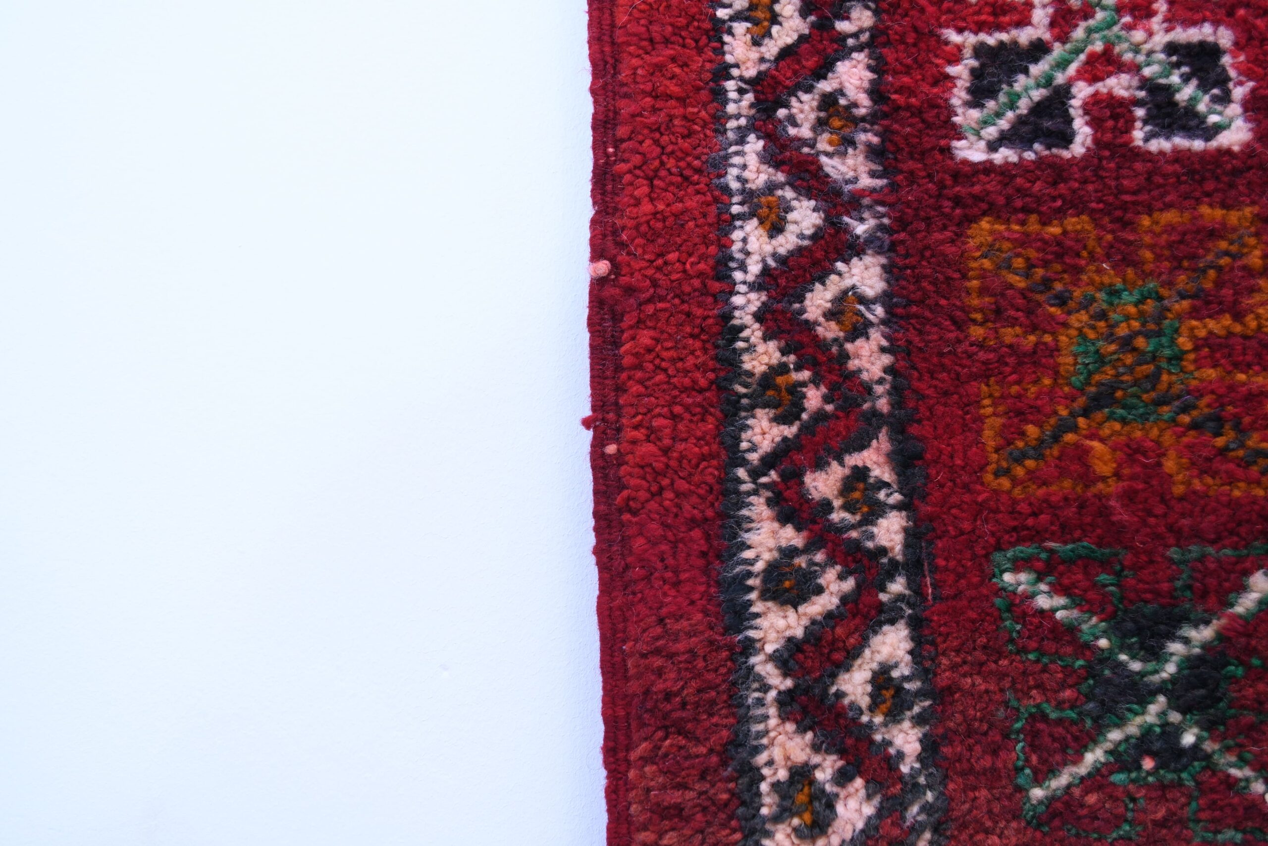 Handmade Zemmour Moroccan Wool Rug 156x301 cm Red Geometric Design - Imagen 5