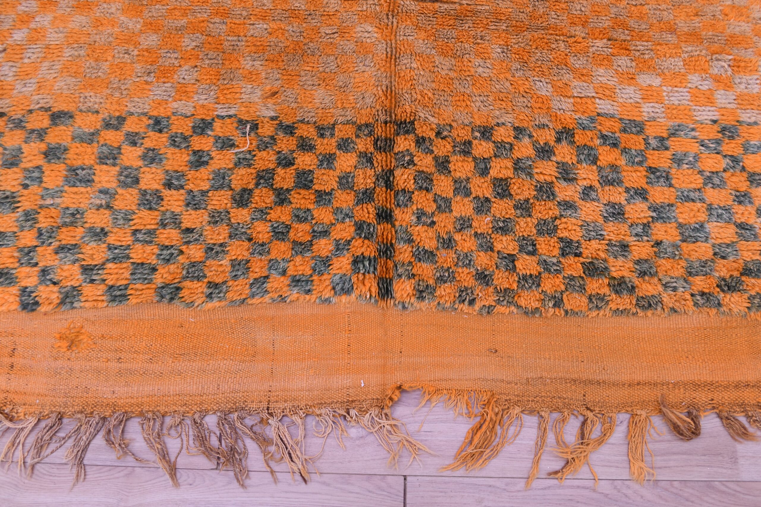 Handmade Zemmour Moroccan Wool Rug - Vibrant Orange, 158x332 cm, Bohemian Style – Image 2