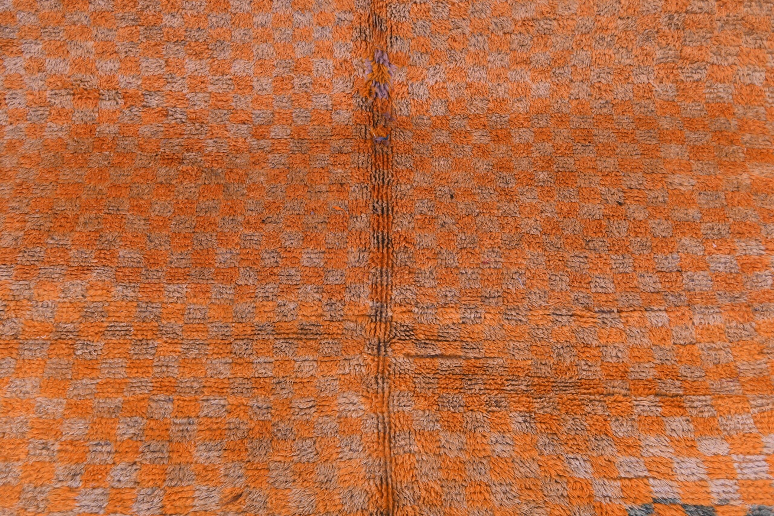 Handmade Zemmour Moroccan Wool Rug - Vibrant Orange, 158x332 cm, Bohemian Style – Image 3