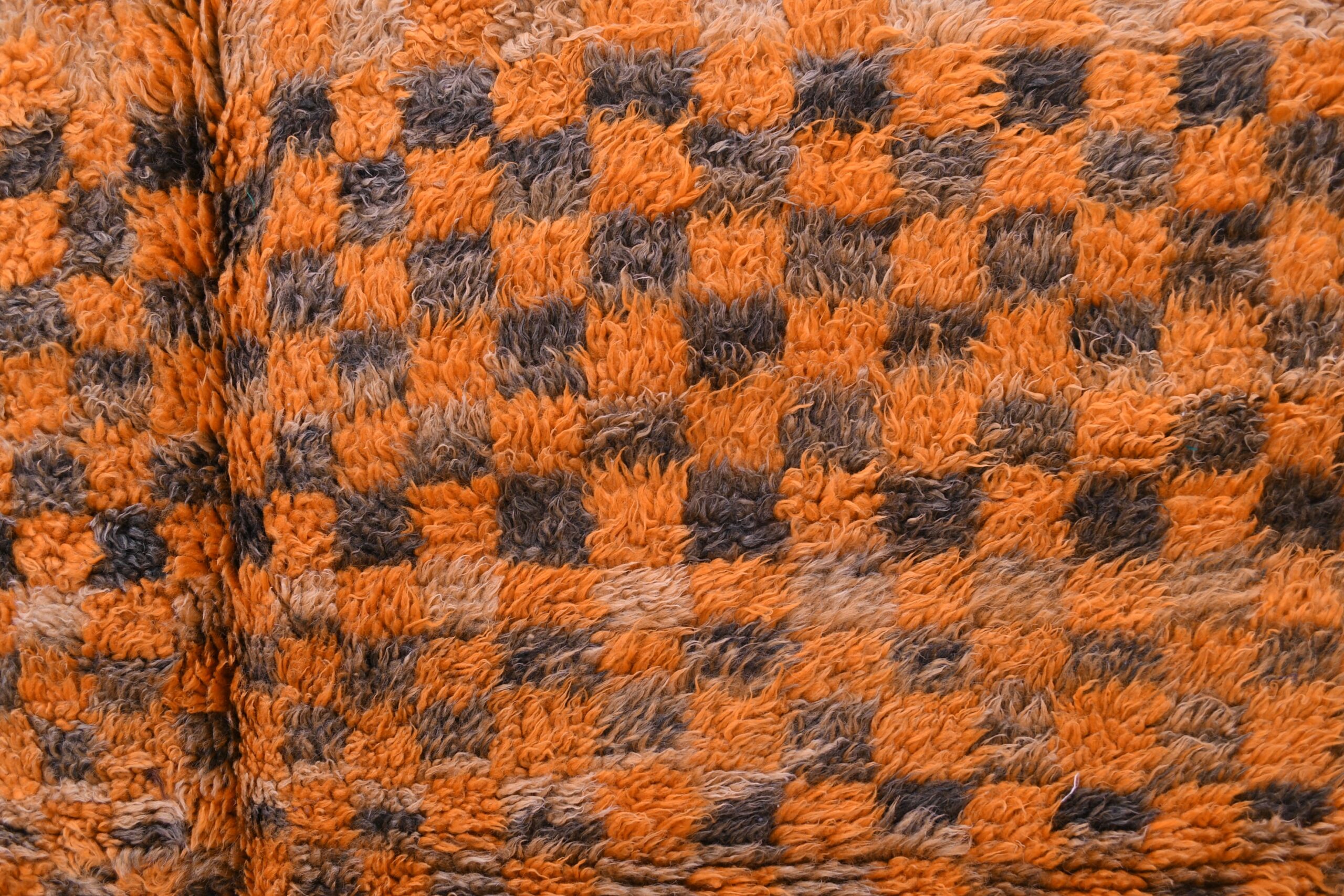 Handmade Zemmour Moroccan Wool Rug - Vibrant Orange, 158x332 cm, Bohemian Style – Image 8