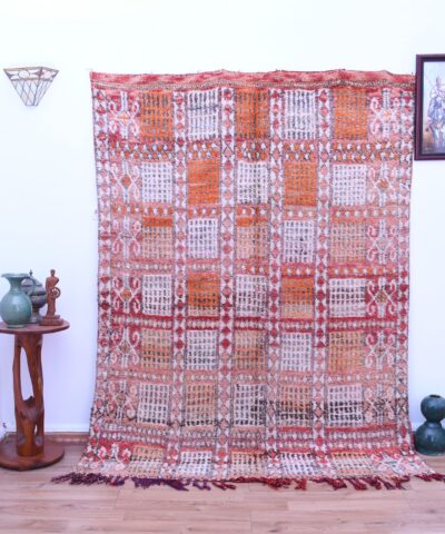 Handmade Zemmour Moroccan Wool Rug 177x237cm - Vibrant Orange Tones