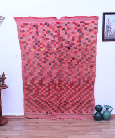 Handmade Moroccan Zemmour Rug, Red Wool, 153x207 cm, Unique Design