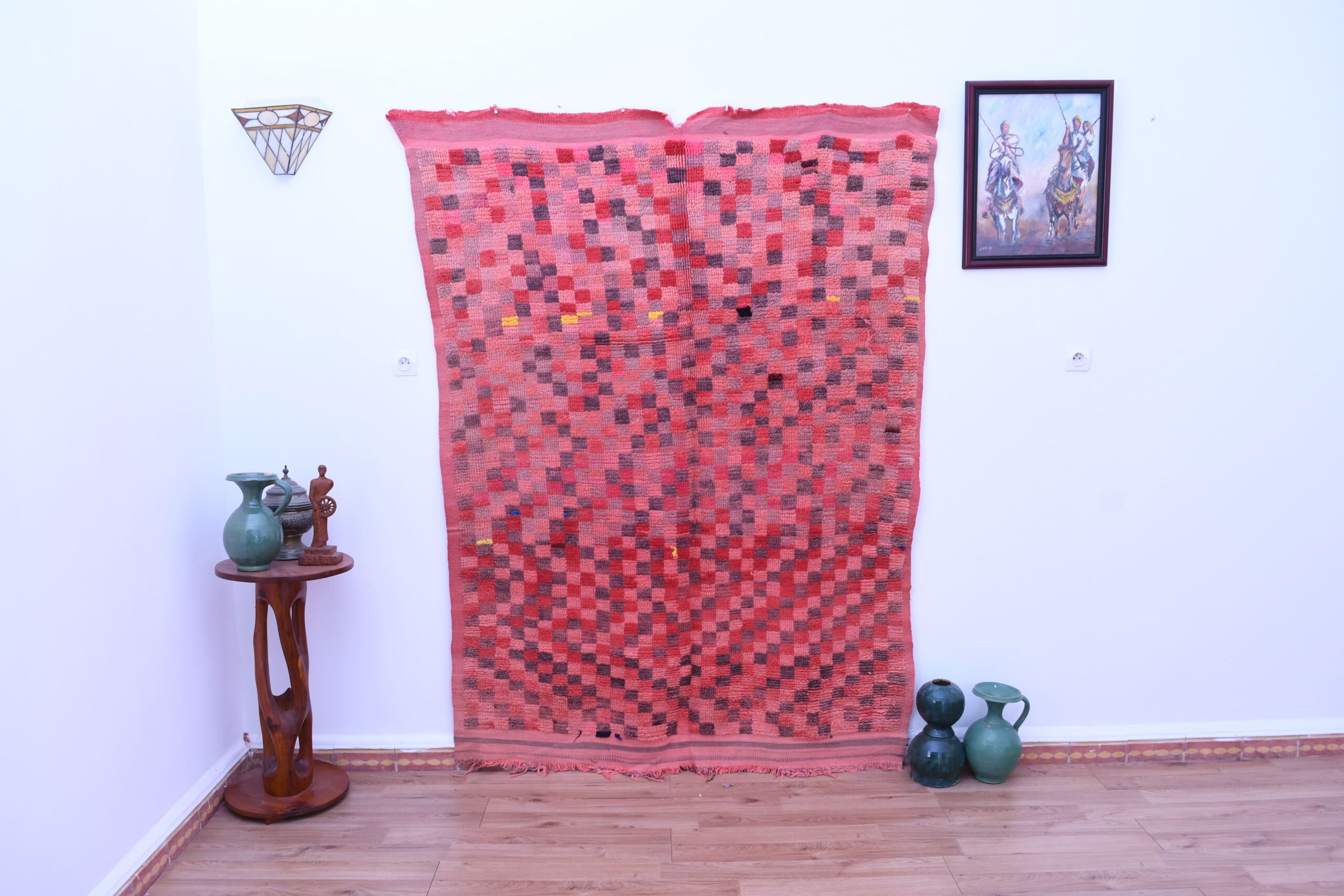Handmade Moroccan Zemmour Rug, Red Wool, 153x207 cm, Unique Design