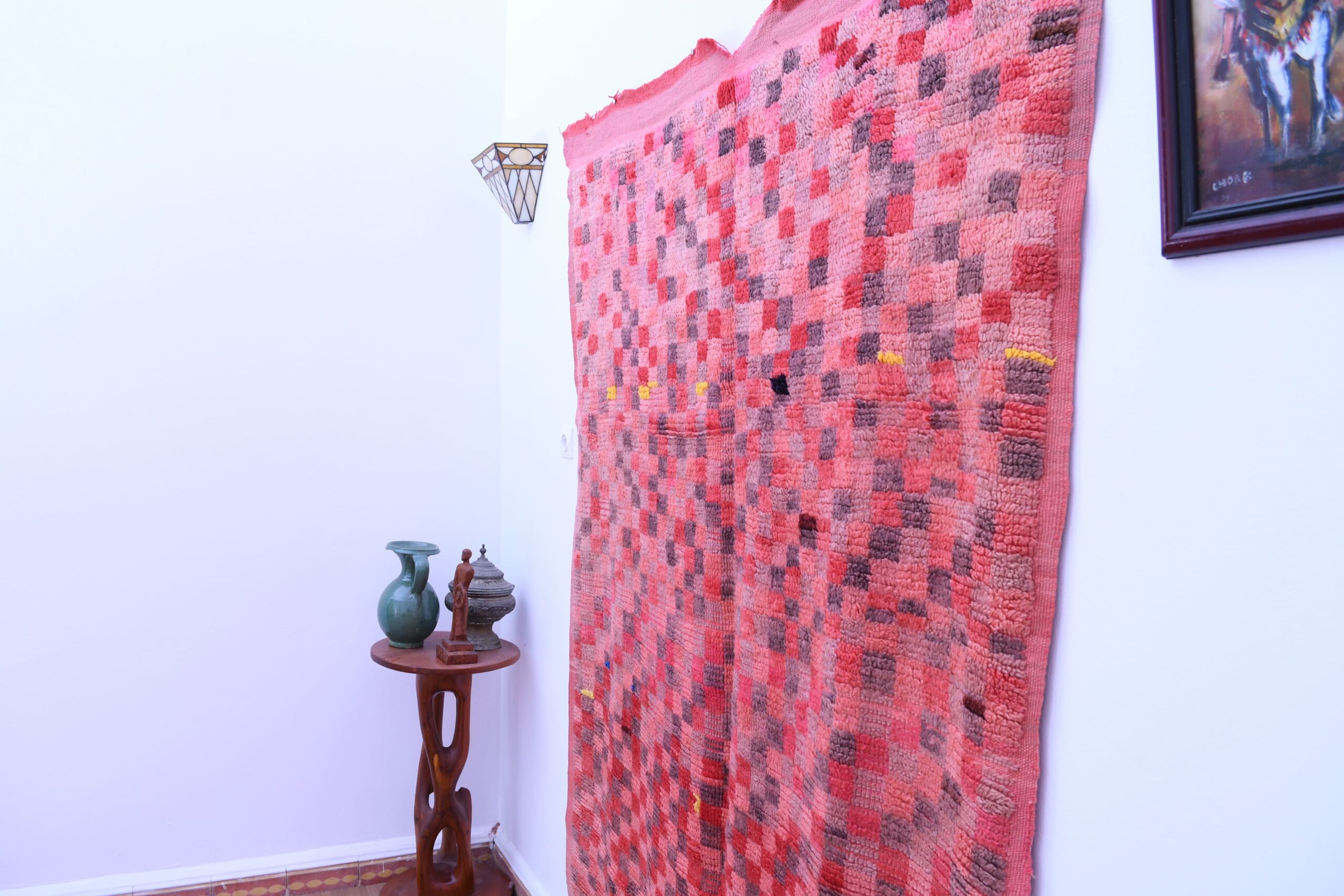 Handmade Moroccan Zemmour Rug, Red Wool, 153x207 cm, Unique Design - Imagen 4