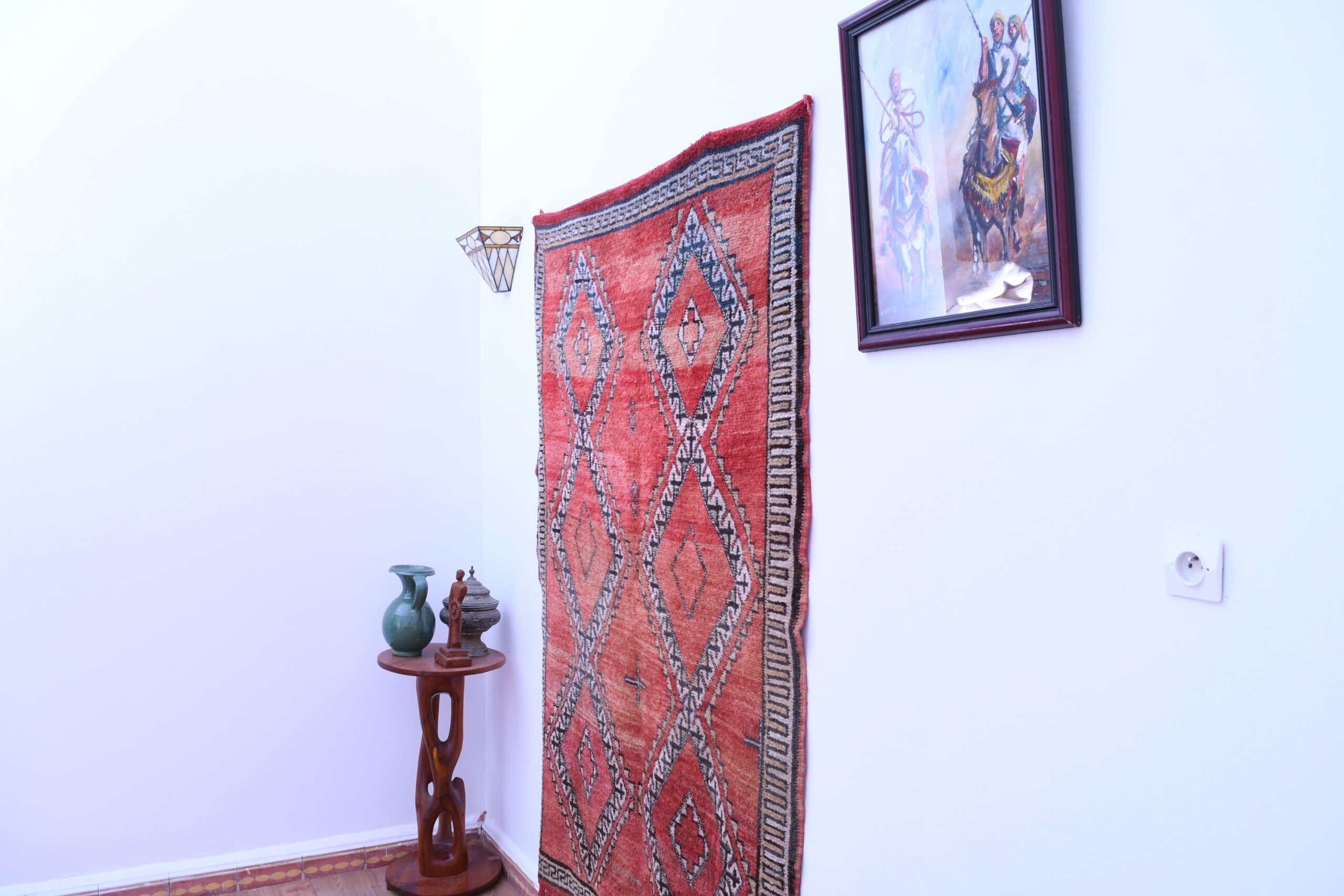 Handmade Red Moroccan Zemmour Wool Rug 131x193 cm - Unique Geometric Design - الصورة 2