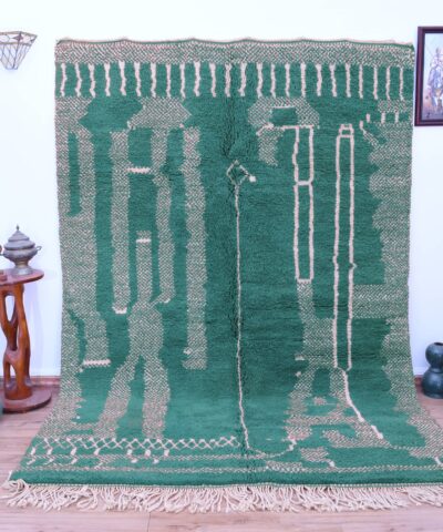 Handmade Modern Beni Ourain Moroccan Rug - 200x300 cm Dark Cyan Wool Masterpiece