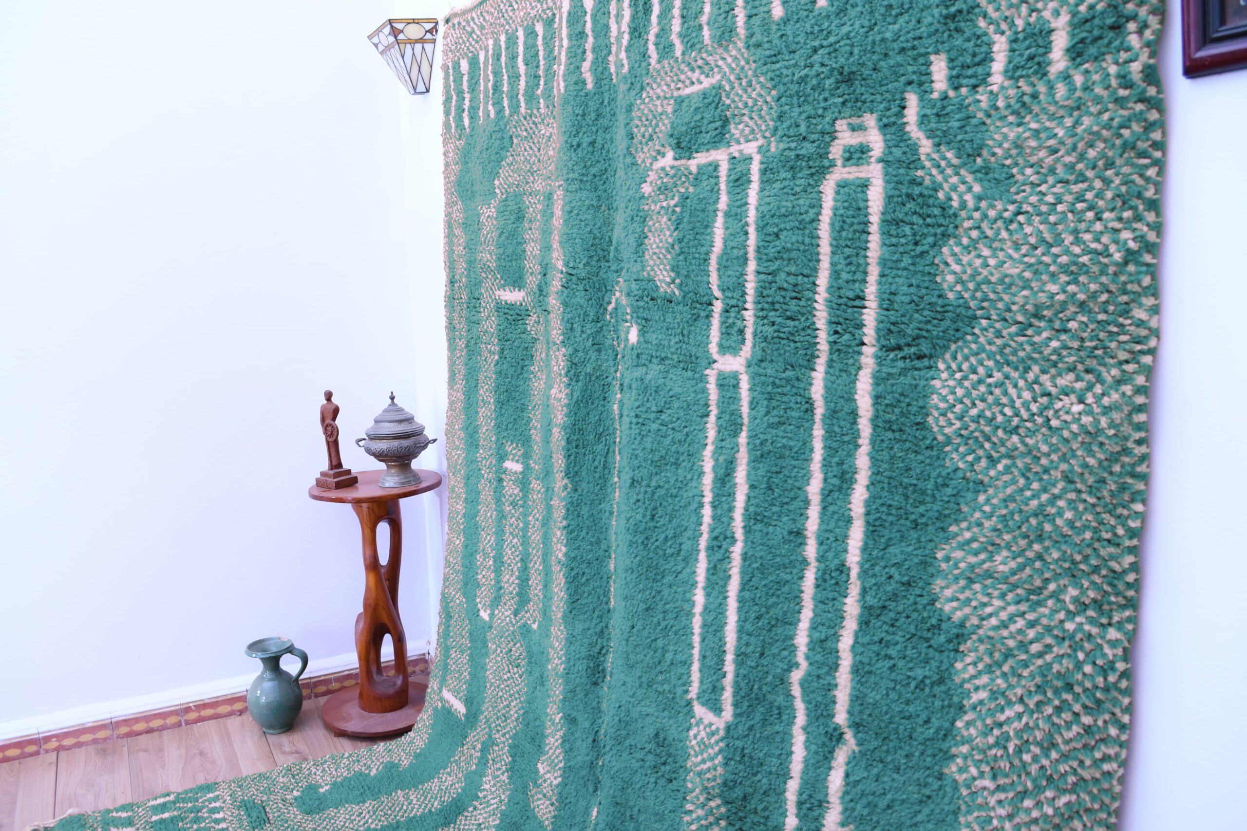 Handmade Modern Beni Ourain Moroccan Rug - 200x300 cm Dark Cyan Wool Masterpiece - Image 3