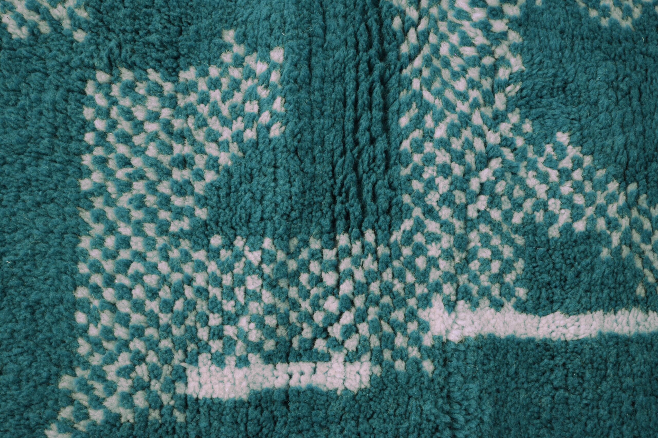 Handmade Modern Beni Ourain Moroccan Rug - 200x300 cm Dark Cyan Wool Masterpiece - Image 9