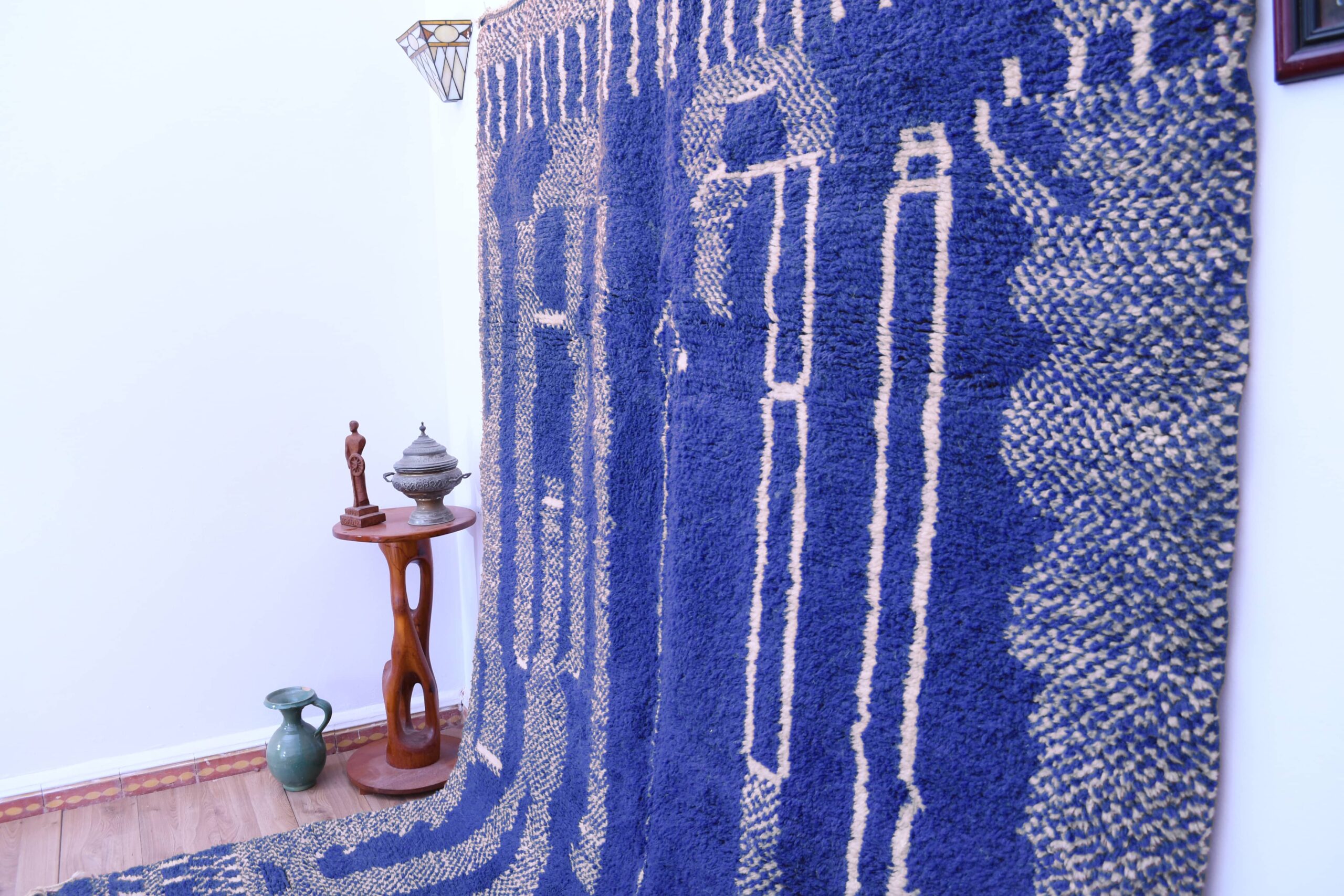 Modern Beni Ourain Moroccan Rug 200x300 cm Dark Blue Geometric Pattern - Image 3