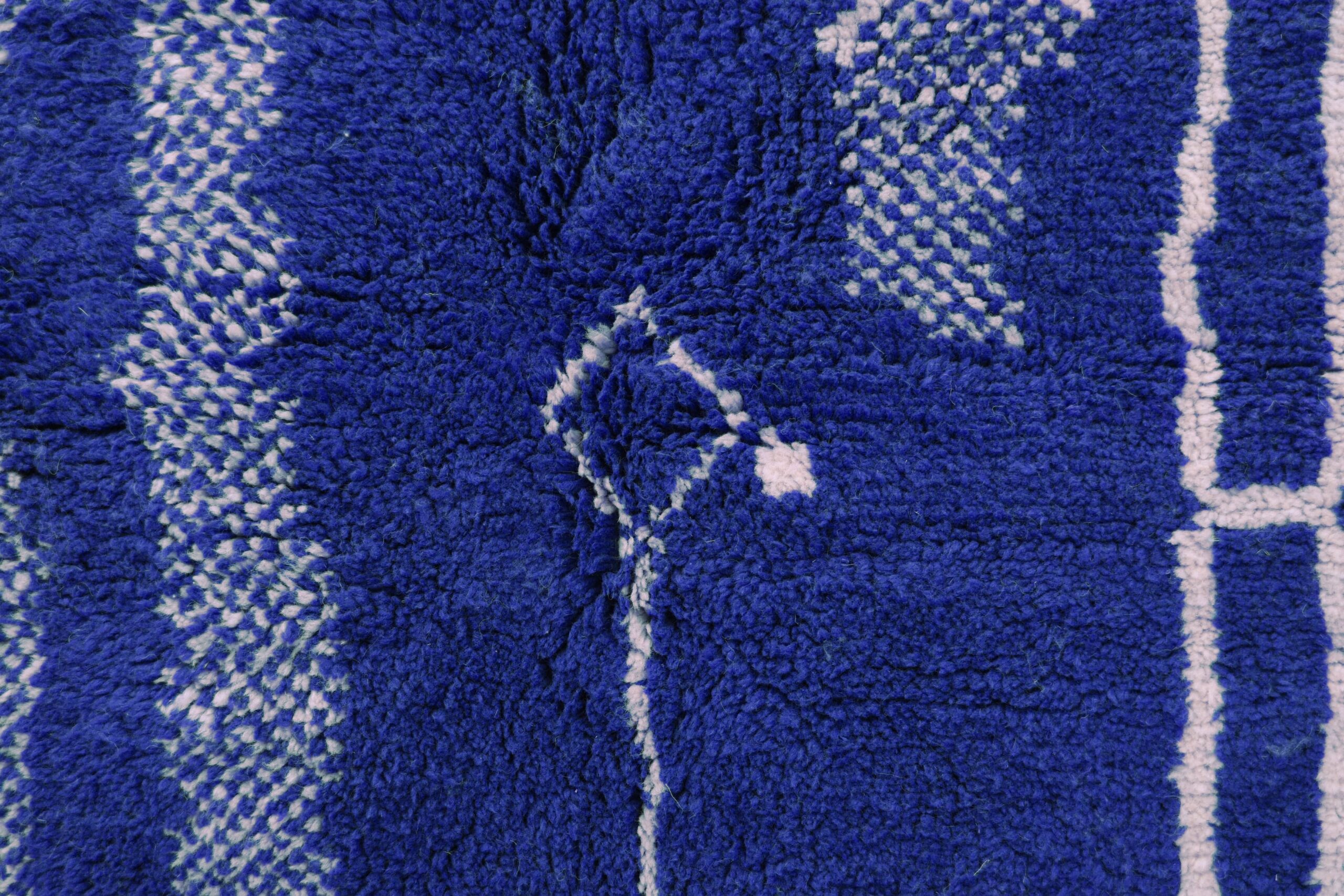 Modern Beni Ourain Moroccan Rug 200x300 cm Dark Blue Geometric Pattern - Image 4