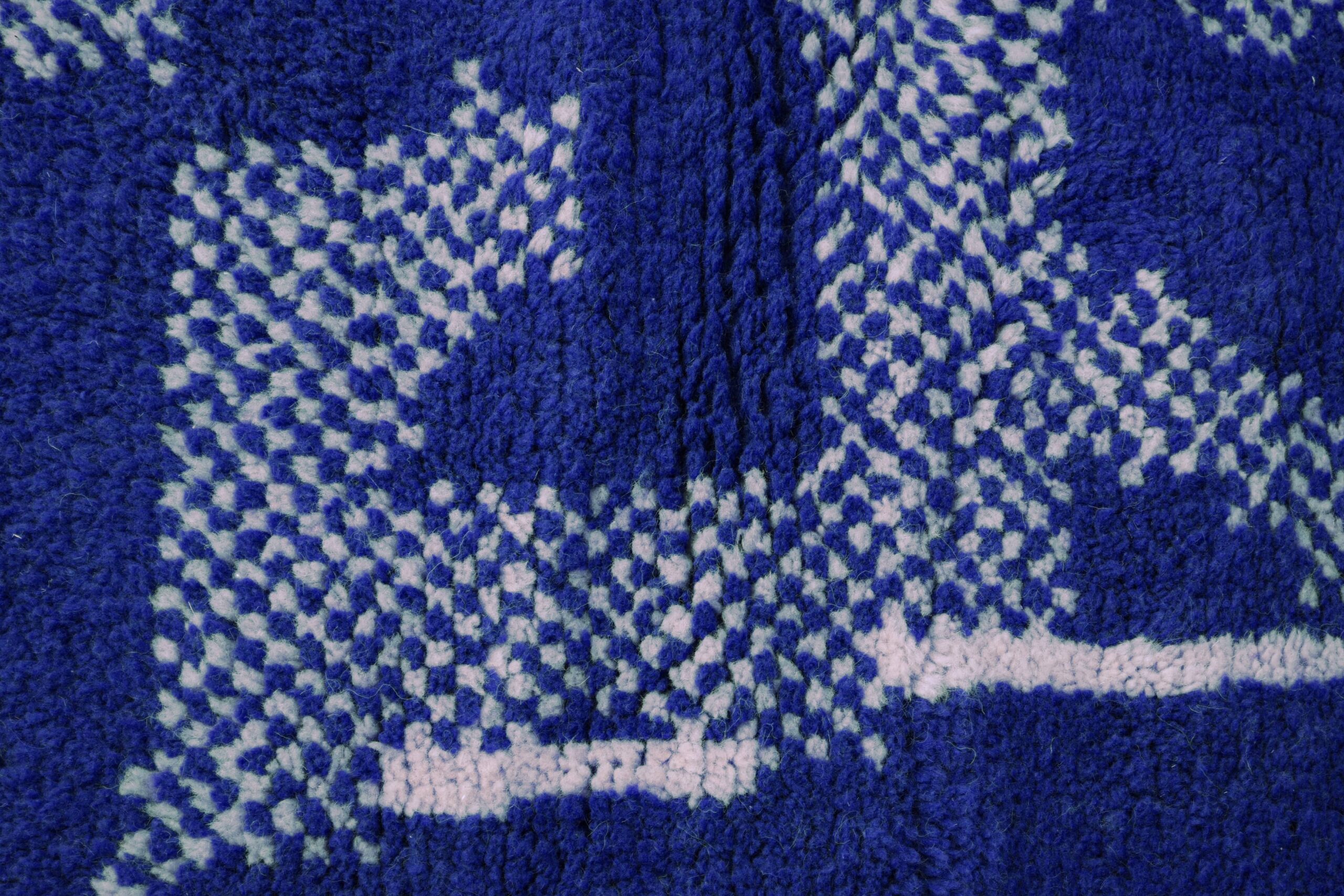 Modern Beni Ourain Moroccan Rug 200x300 cm Dark Blue Geometric Pattern - Image 9