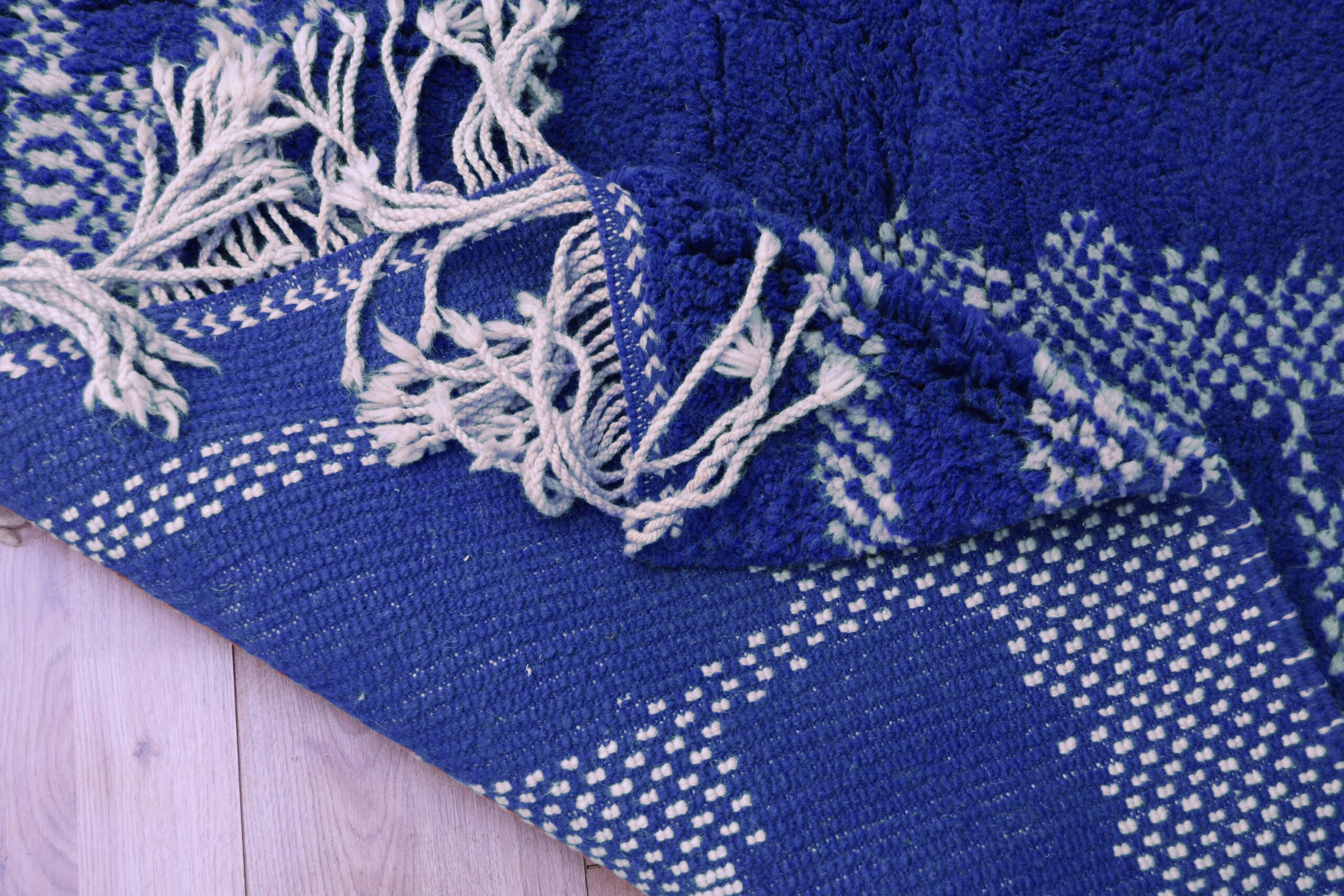 Modern Beni Ourain Moroccan Rug 200x300 cm Dark Blue Geometric Pattern - Image 10