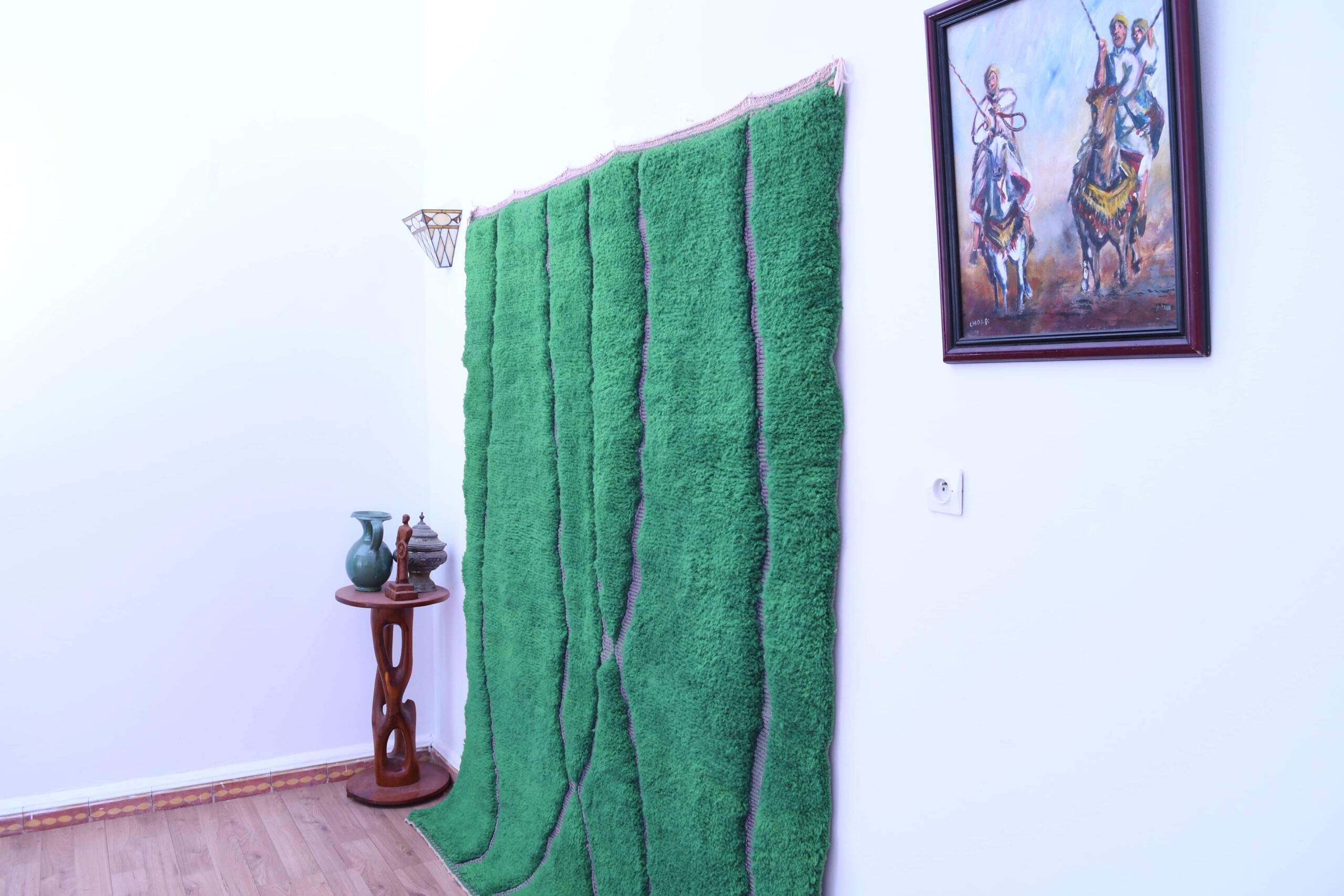 Elegant Dark Blue Green Mrirt Wool Moroccan Rug 200x300cm - Handmade Luxury - Image 4