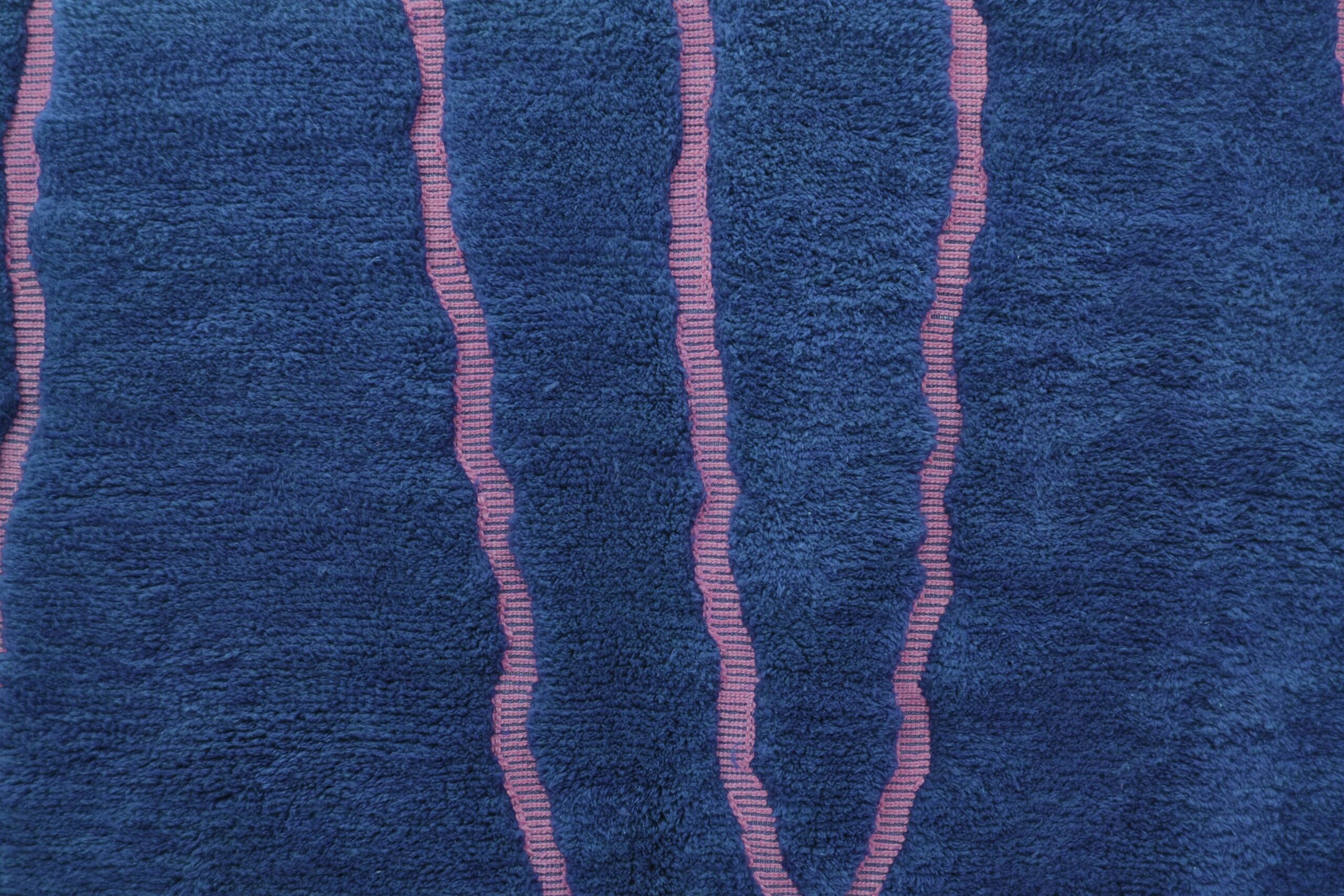 Handmade Mrirt Moroccan Wool Rug - Dark Blue, 200x300 cm, Unique Design - Image 2