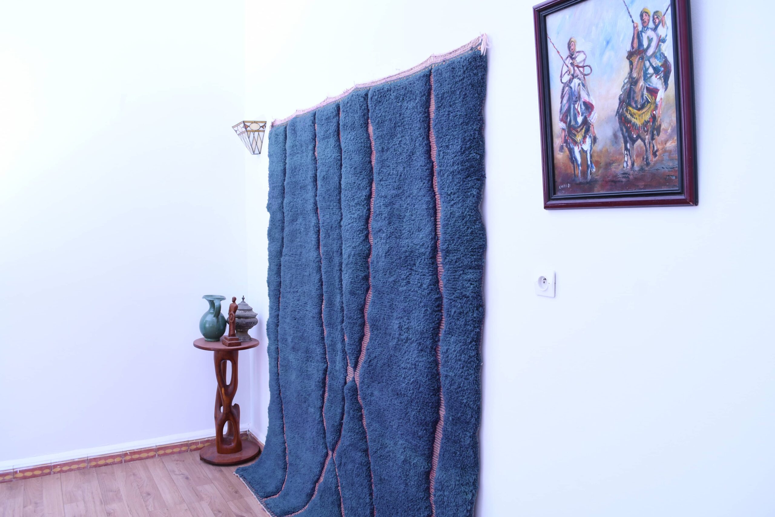 Handmade Mrirt Moroccan Wool Rug - Dark Blue, 200x300 cm, Unique Design - Image 4