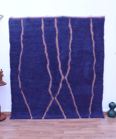 Elegant Dark Purple Mrirt Moroccan Wool Rug 200x300cm - Handmade Artistry