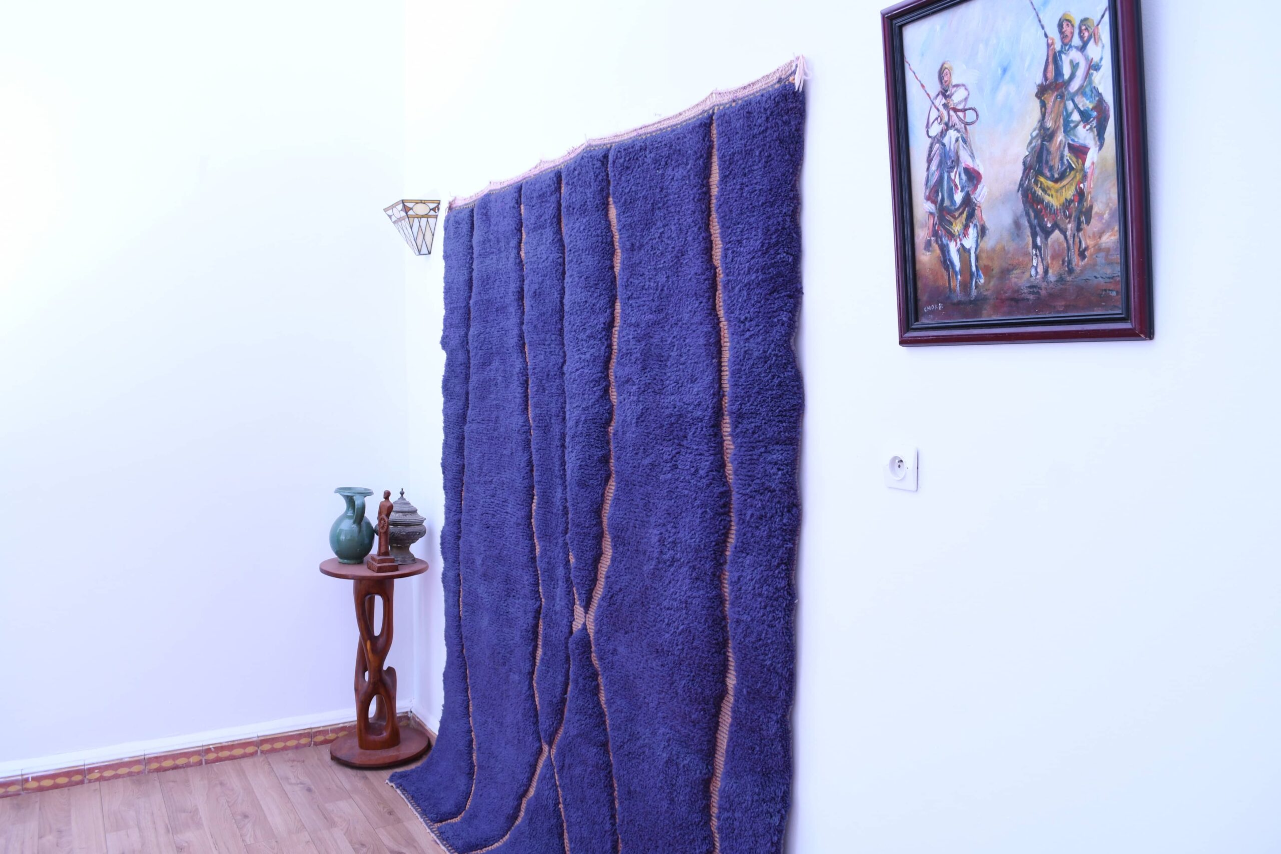 Elegant Dark Purple Mrirt Moroccan Wool Rug 200x300cm - Handmade Artistry - Image 4