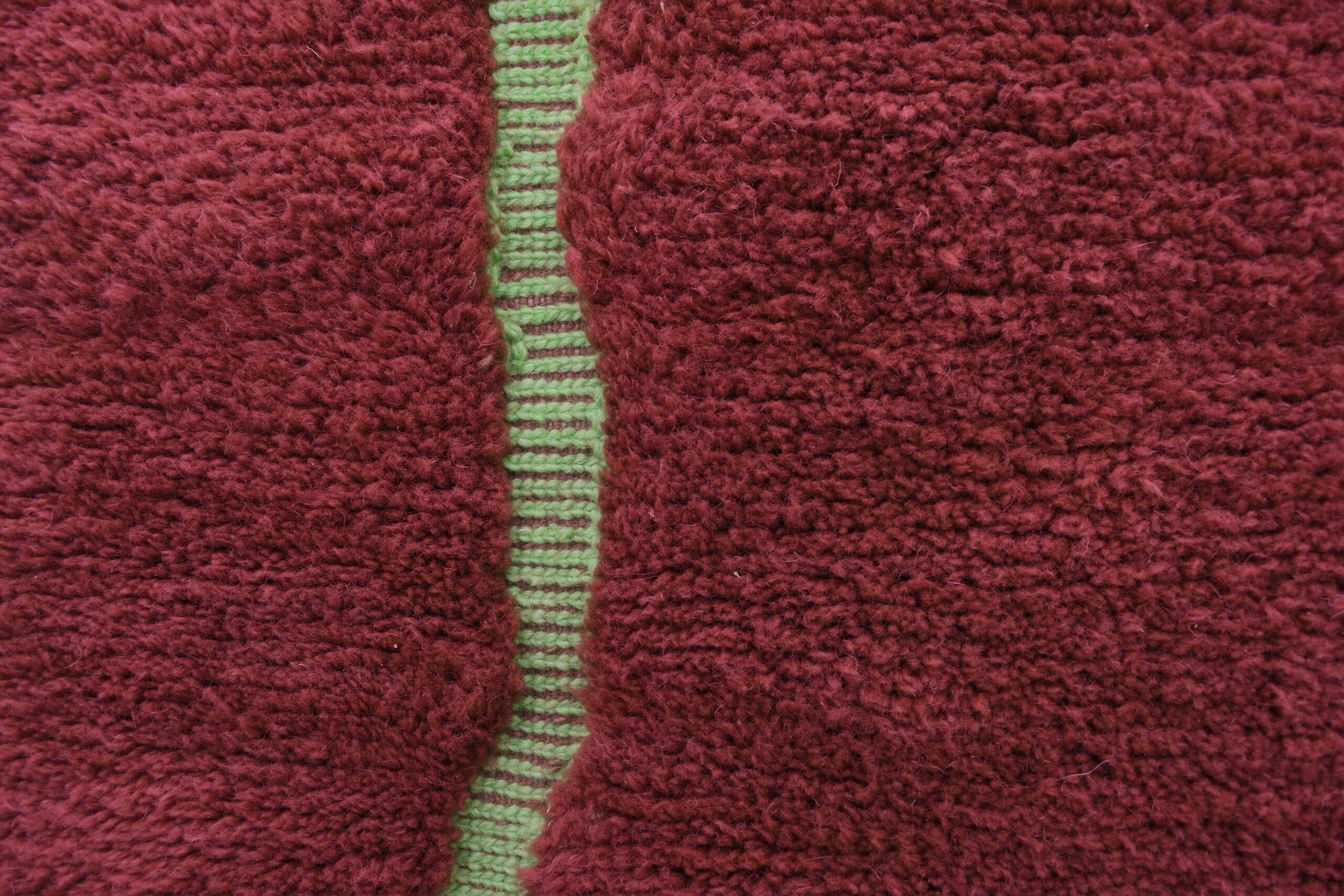 Handmade Dark Red Mrirt Moroccan Wool Rug 200x300cm - Elegant Green Accents - Image 6