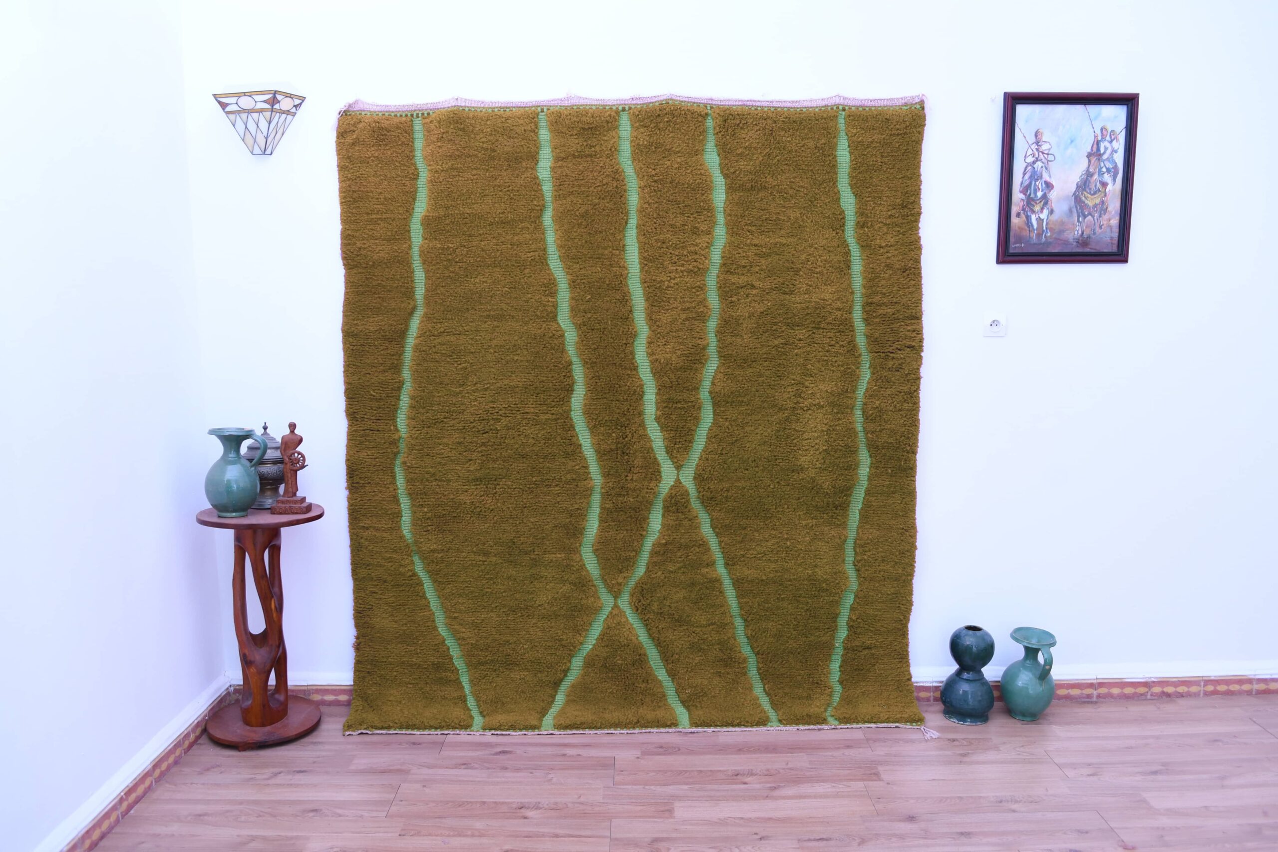 Peanut Brown Mrirt Moroccan Wool Rug 200x300cm - Handcrafted Elegance