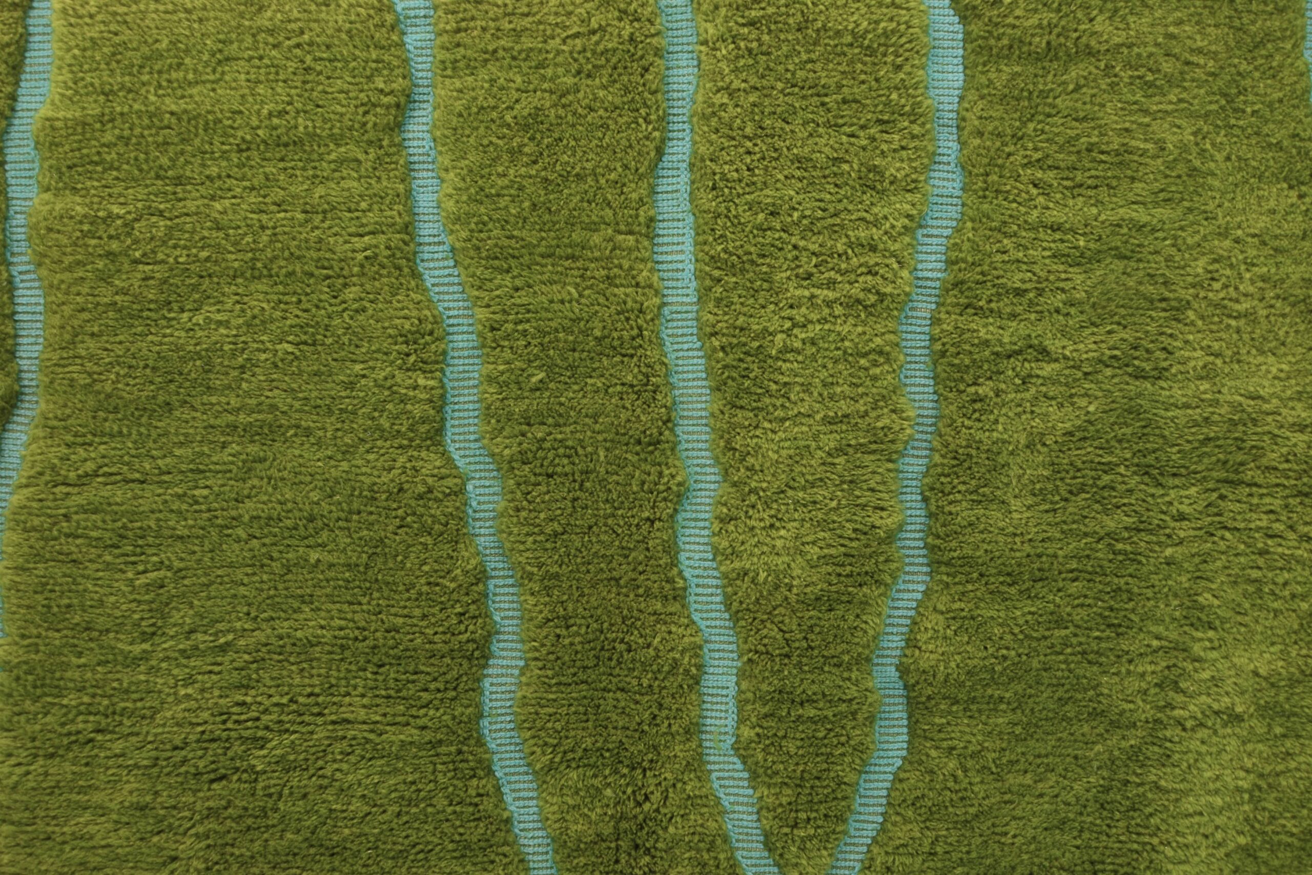 Handmade Olive Green Moroccan Mrirt Wool Rug 200x300 cm - Elegant Minimalist Design - Image 2