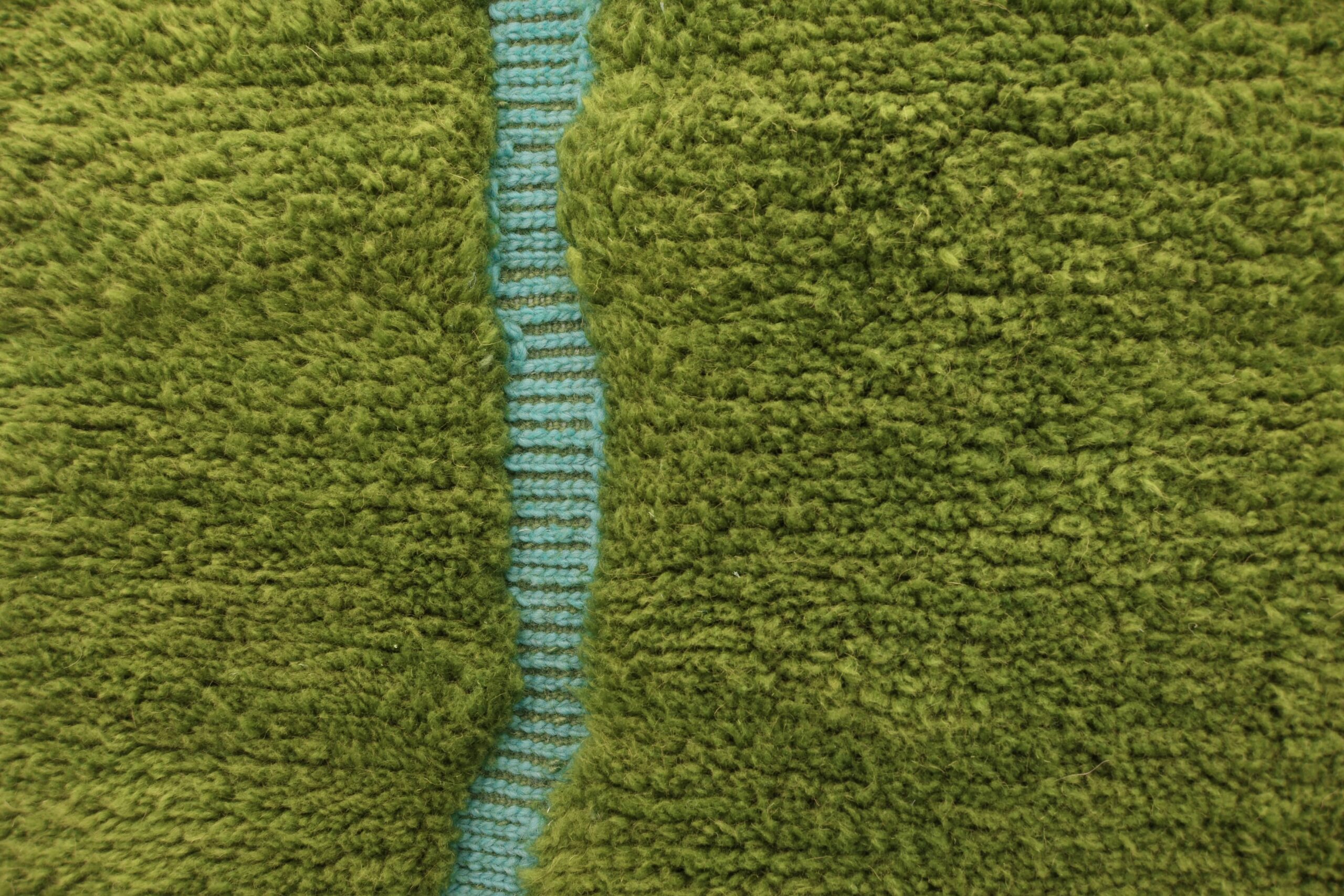 Handmade Olive Green Moroccan Mrirt Wool Rug 200x300 cm - Elegant Minimalist Design - Image 6